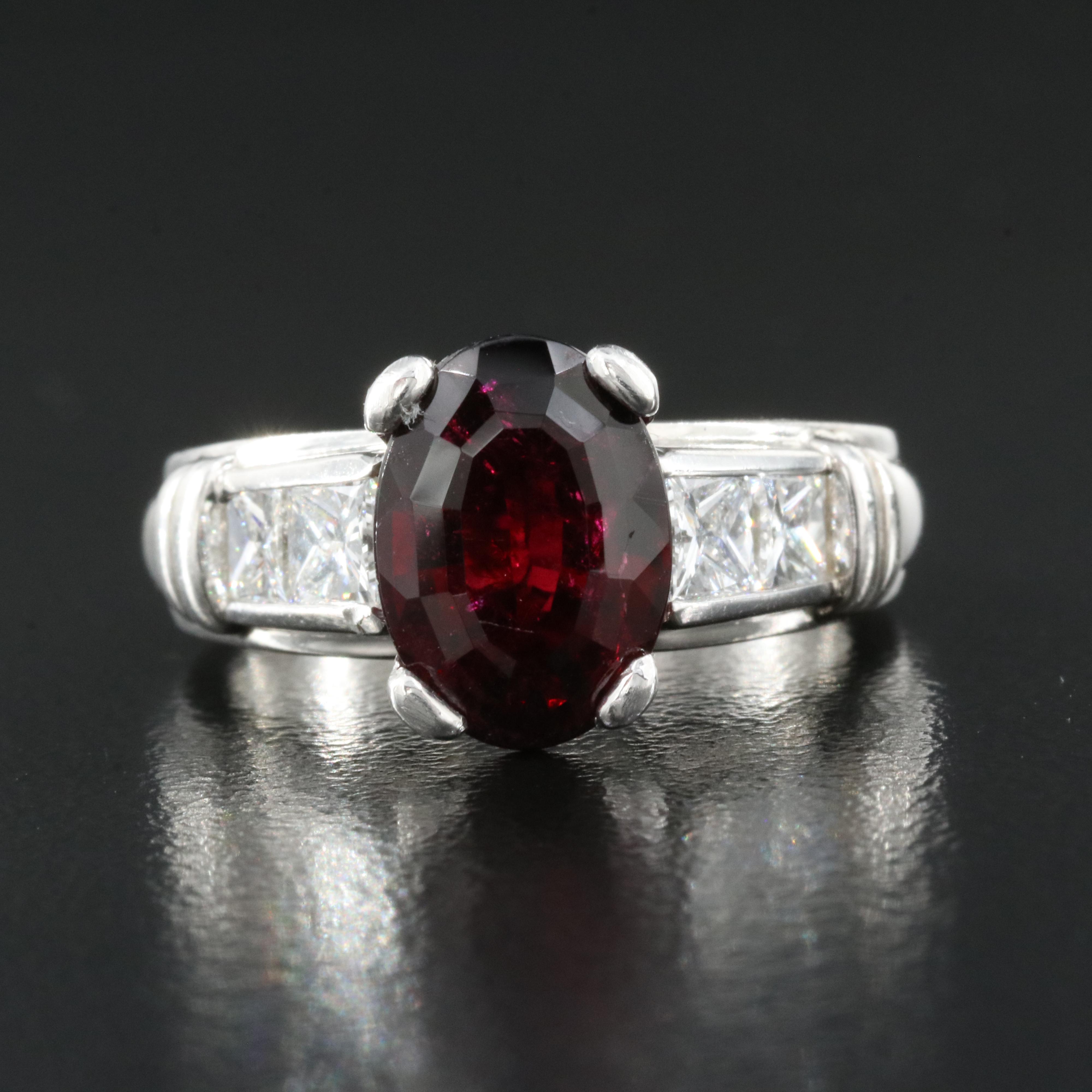Scott Kay Platinum Rubellite Tourmaline and Diamond Ring with GIA Report