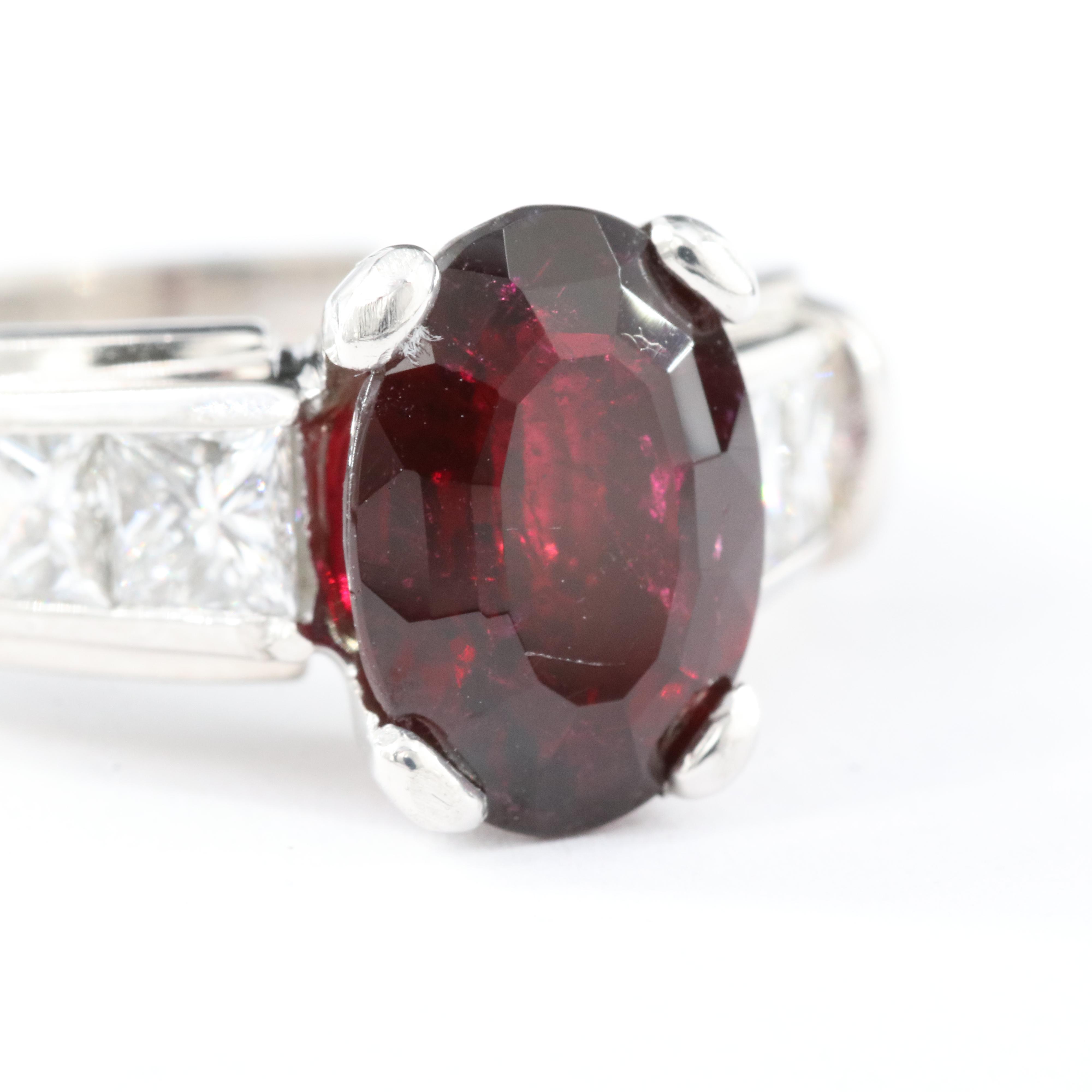 Scott Kay Platinum Rubellite Tourmaline and Diamond Ring with GIA Report