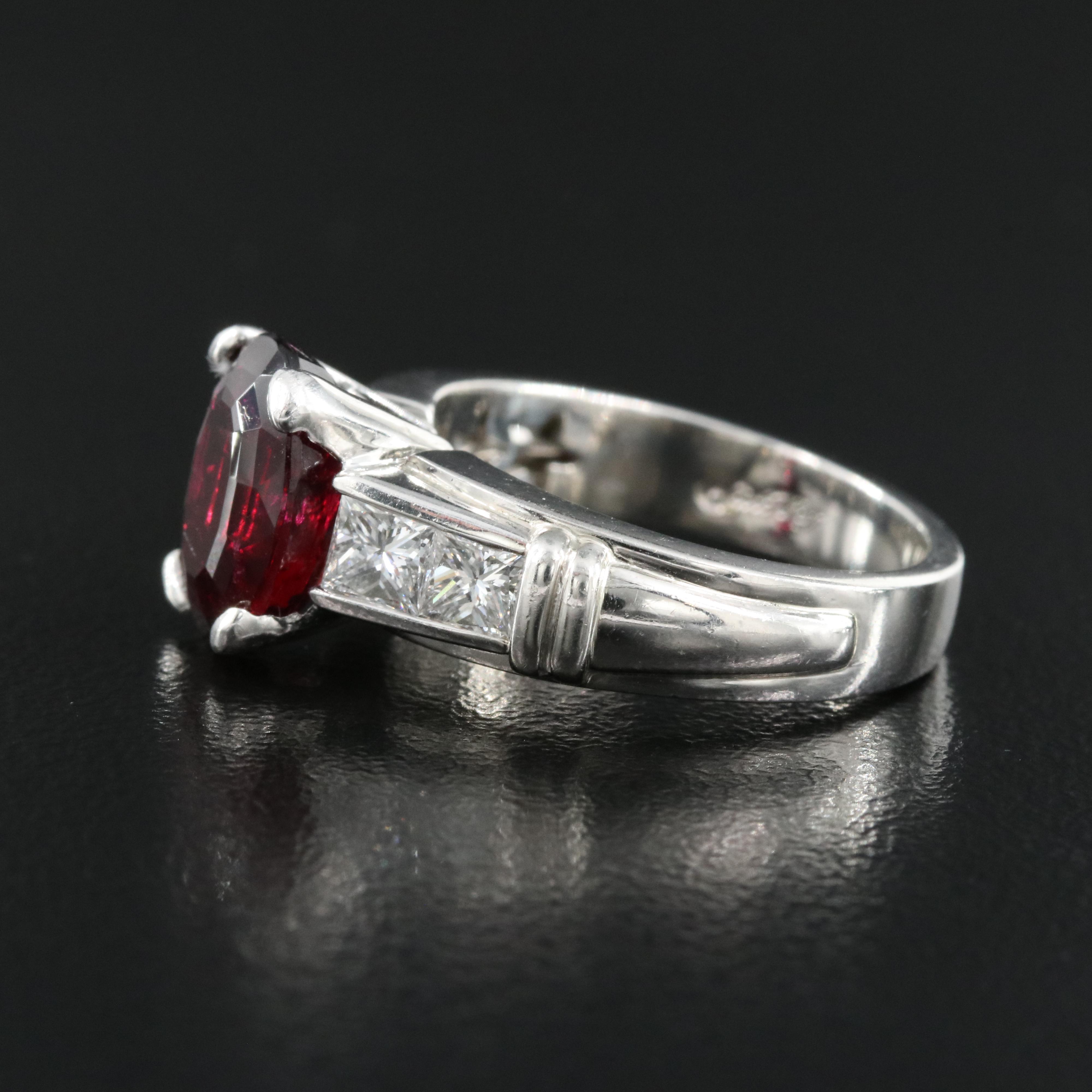 Scott Kay Platinum Rubellite Tourmaline and Diamond Ring with GIA Report