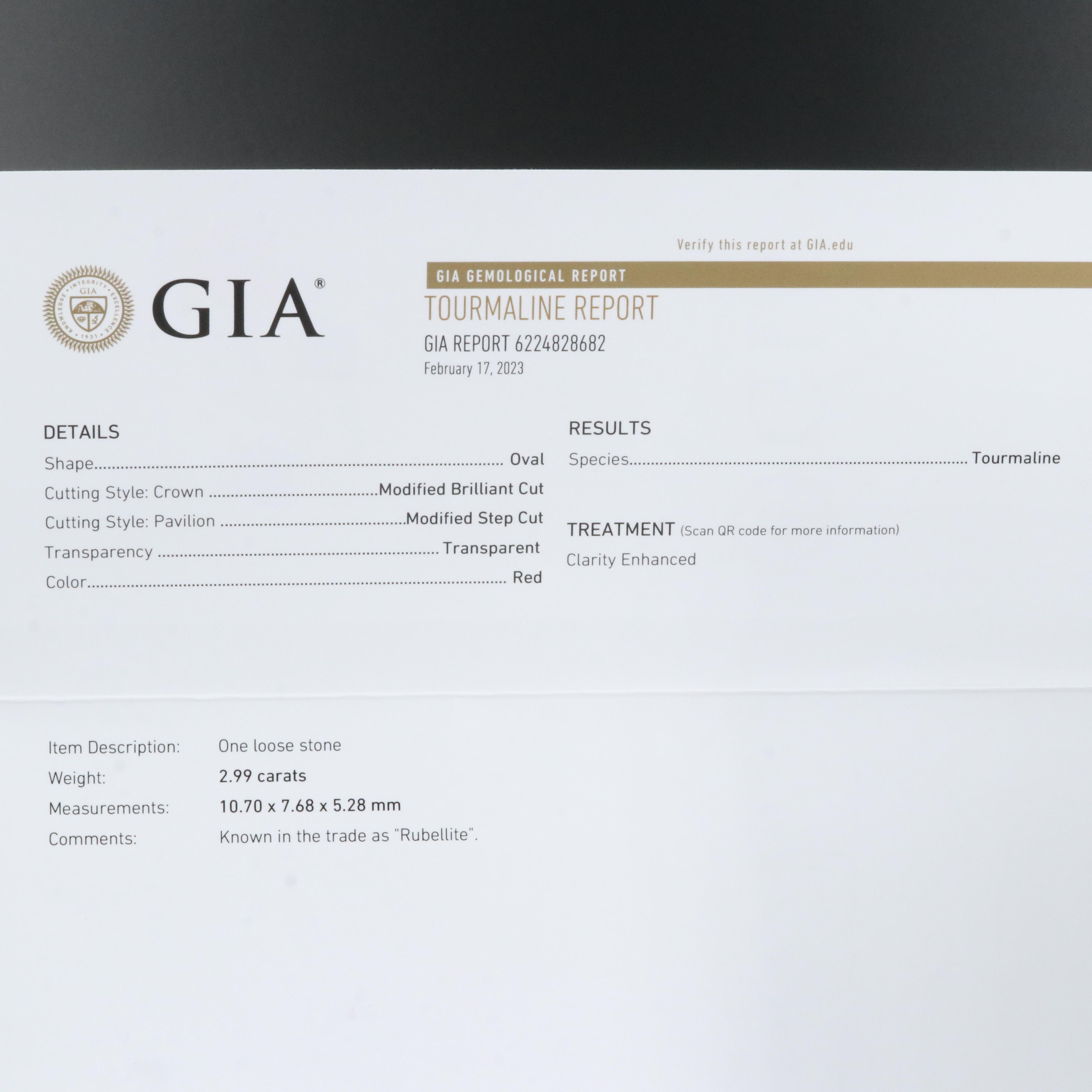 Scott Kay Platinum Rubellite Tourmaline and Diamond Ring with GIA Report