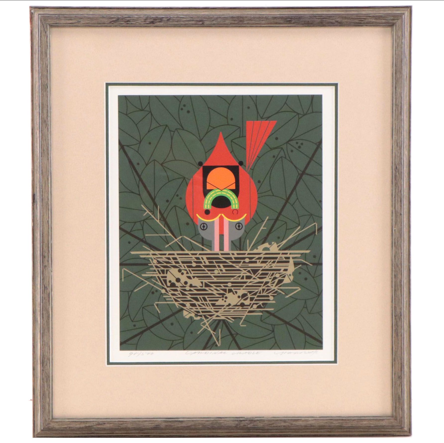 Charley Harper Serigraph "Cardinal Cradle," 1991