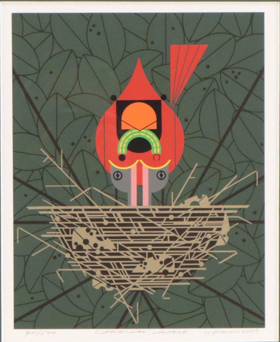 Charley Harper Serigraph "Cardinal Cradle," 1991