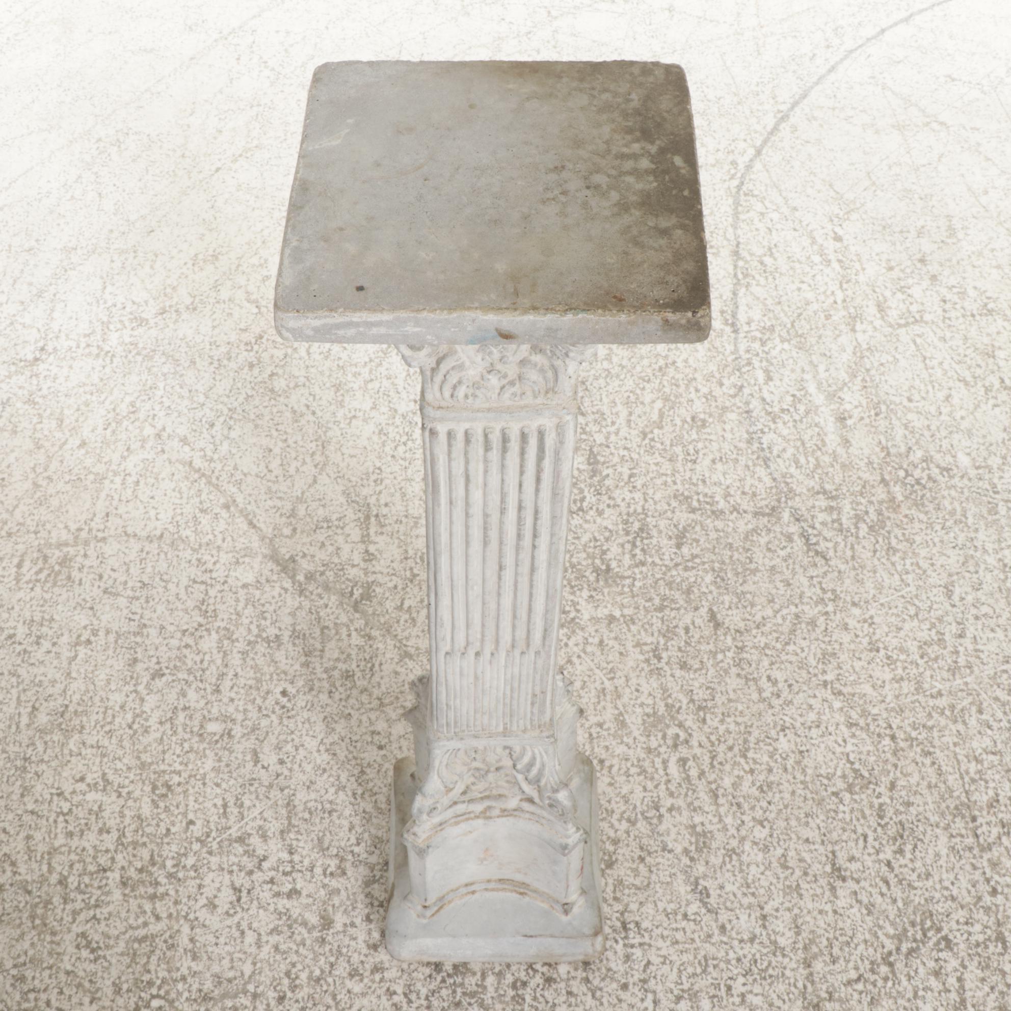 Neoclassical Style Cast Concrete Columnar Plant Stand