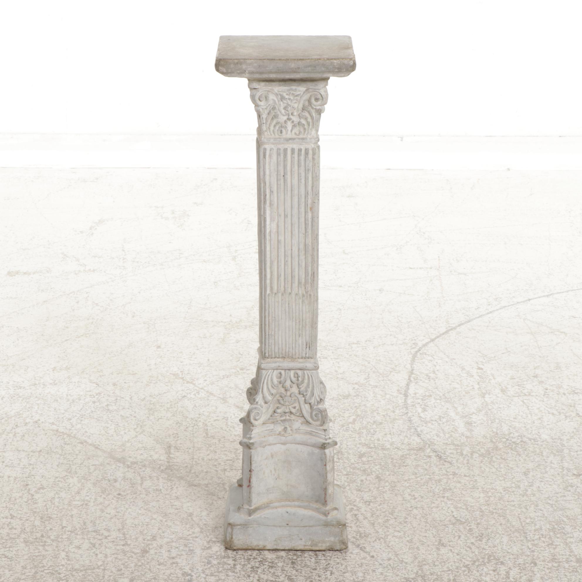 Neoclassical Style Cast Concrete Columnar Plant Stand