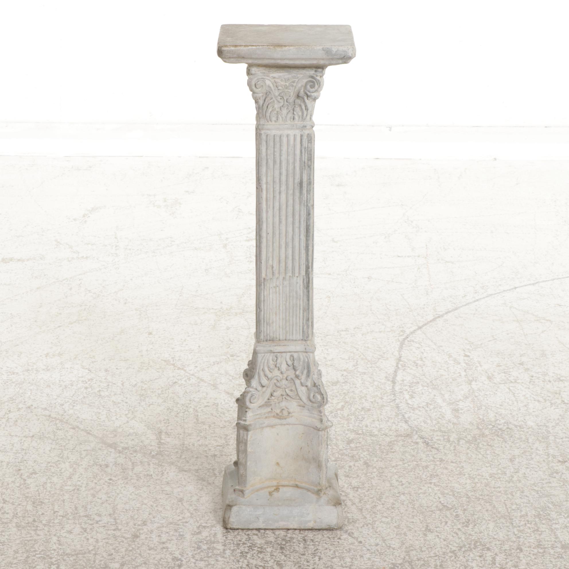 Neoclassical Style Cast Concrete Columnar Plant Stand