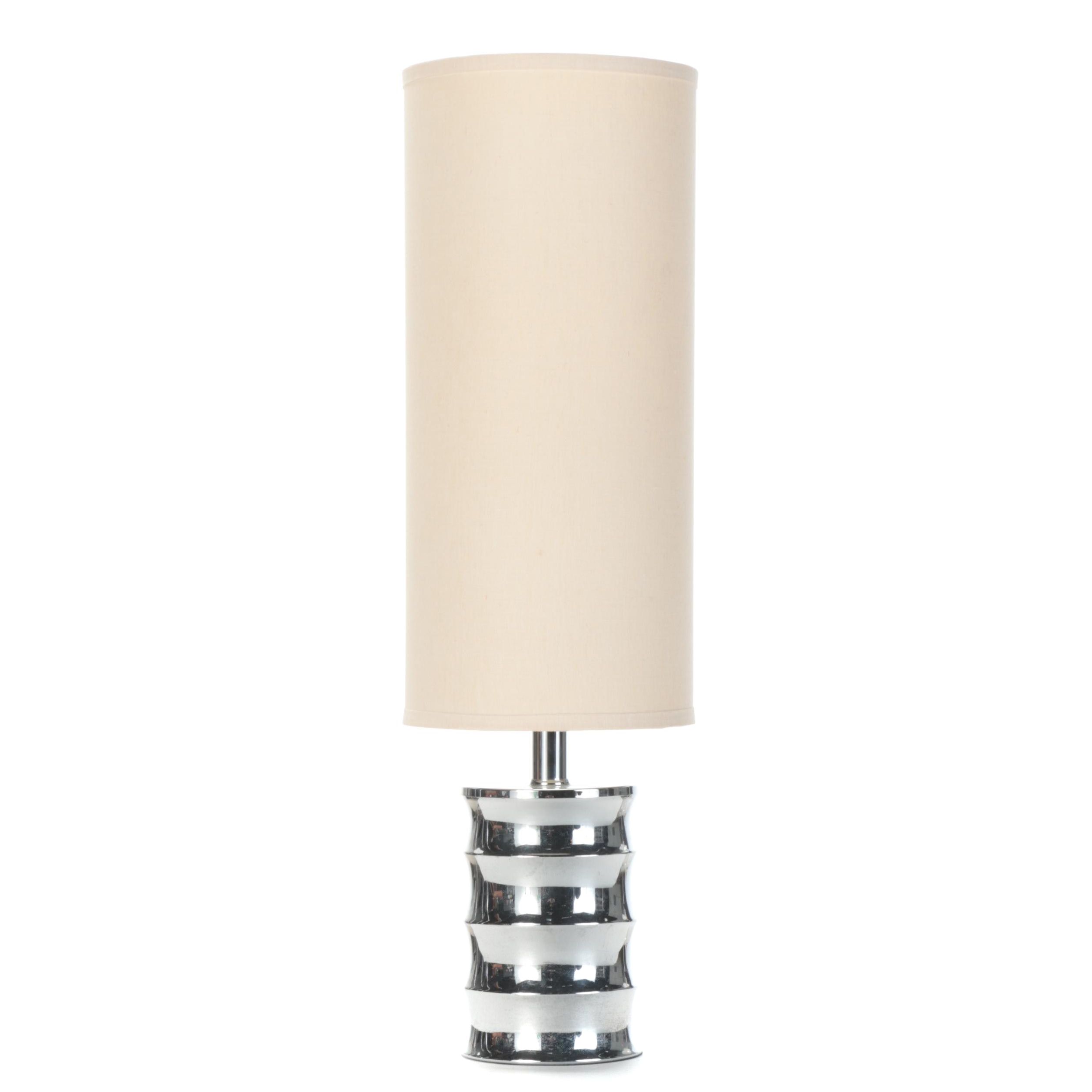 Orbit Home Chrome Table Lamp With Cylinder Shade, Contemporary