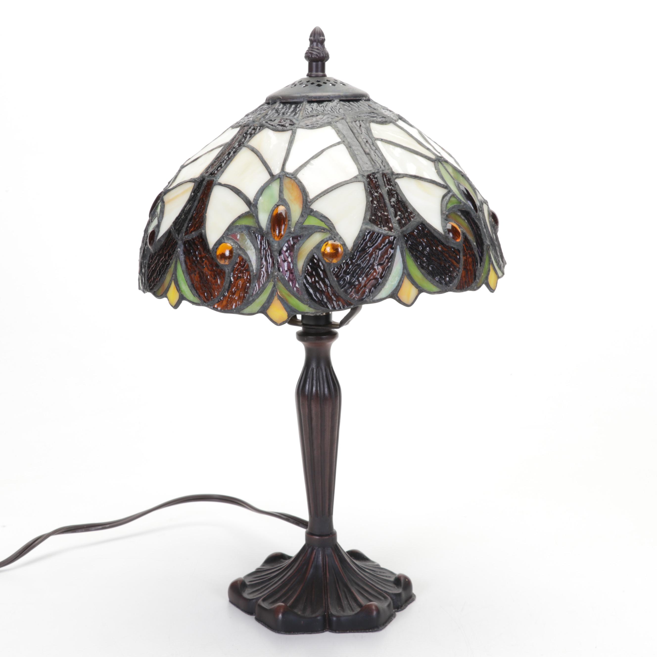 Art Nouveau and Arts and Crafts Style Stained and Slag Glass Table Lamps