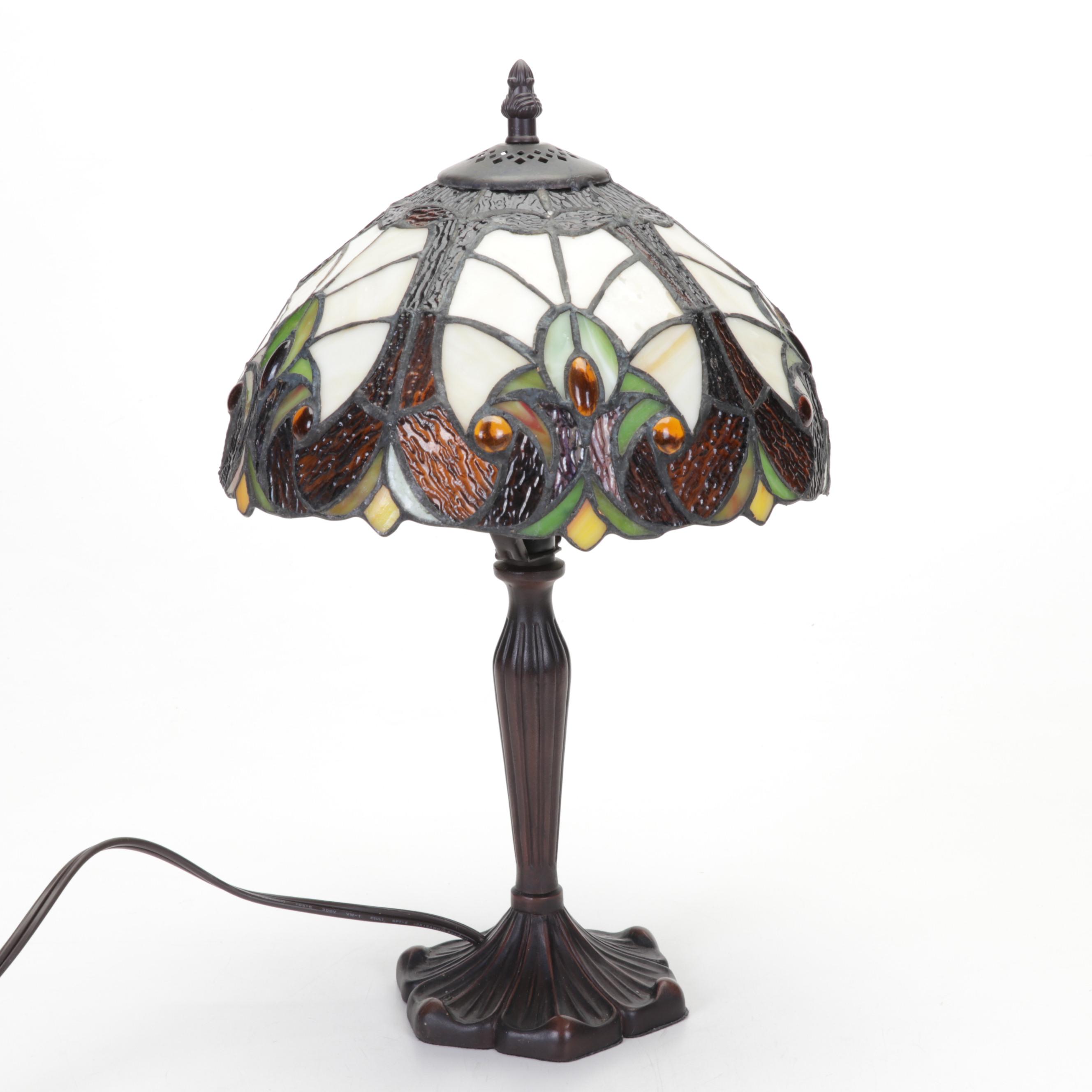 Art Nouveau and Arts and Crafts Style Stained and Slag Glass Table Lamps