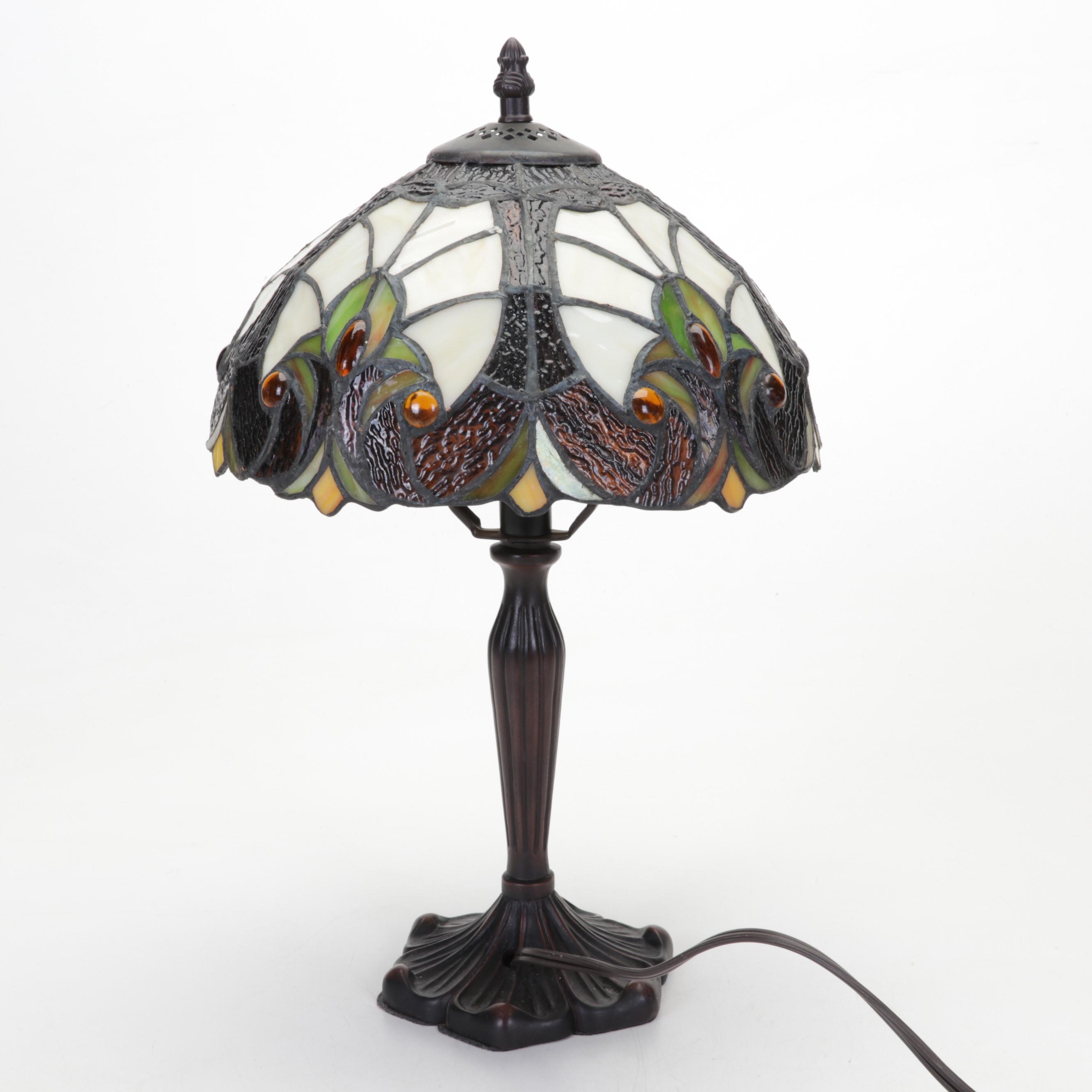 Art Nouveau and Arts and Crafts Style Stained and Slag Glass Table Lamps