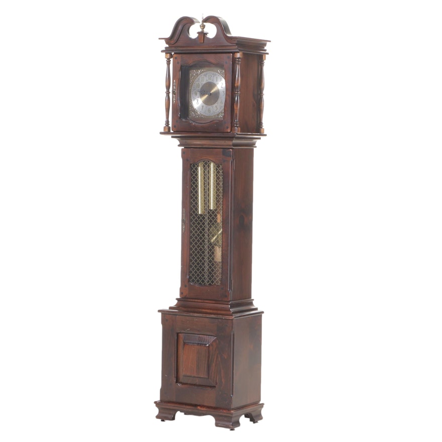 New England Clock Co. "Abel Cottey" Pine Grandfather Clock, copyrighted 1970