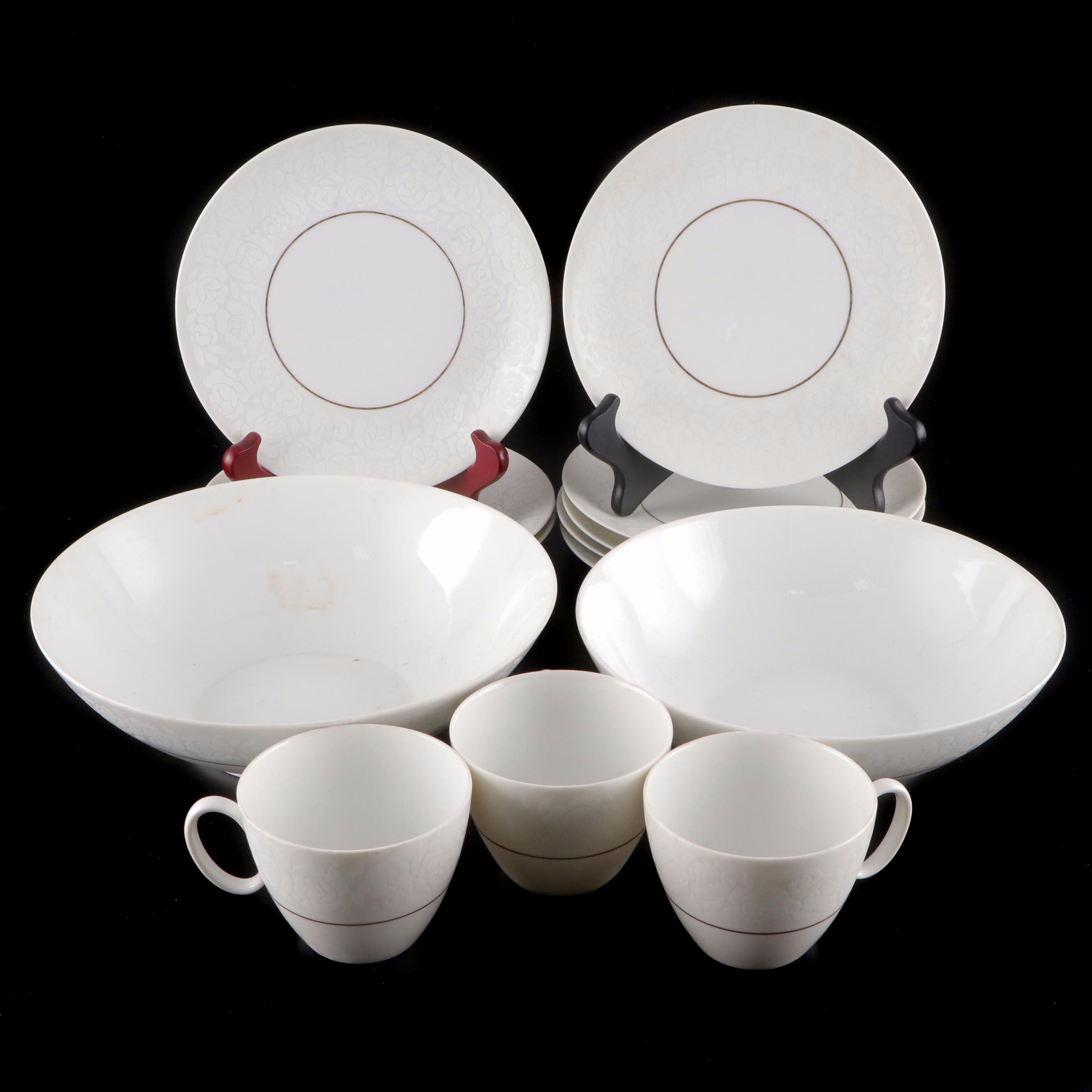 Rosenthal and Thomas "Alencon" White Rose Motif Porcelain Dinnerware