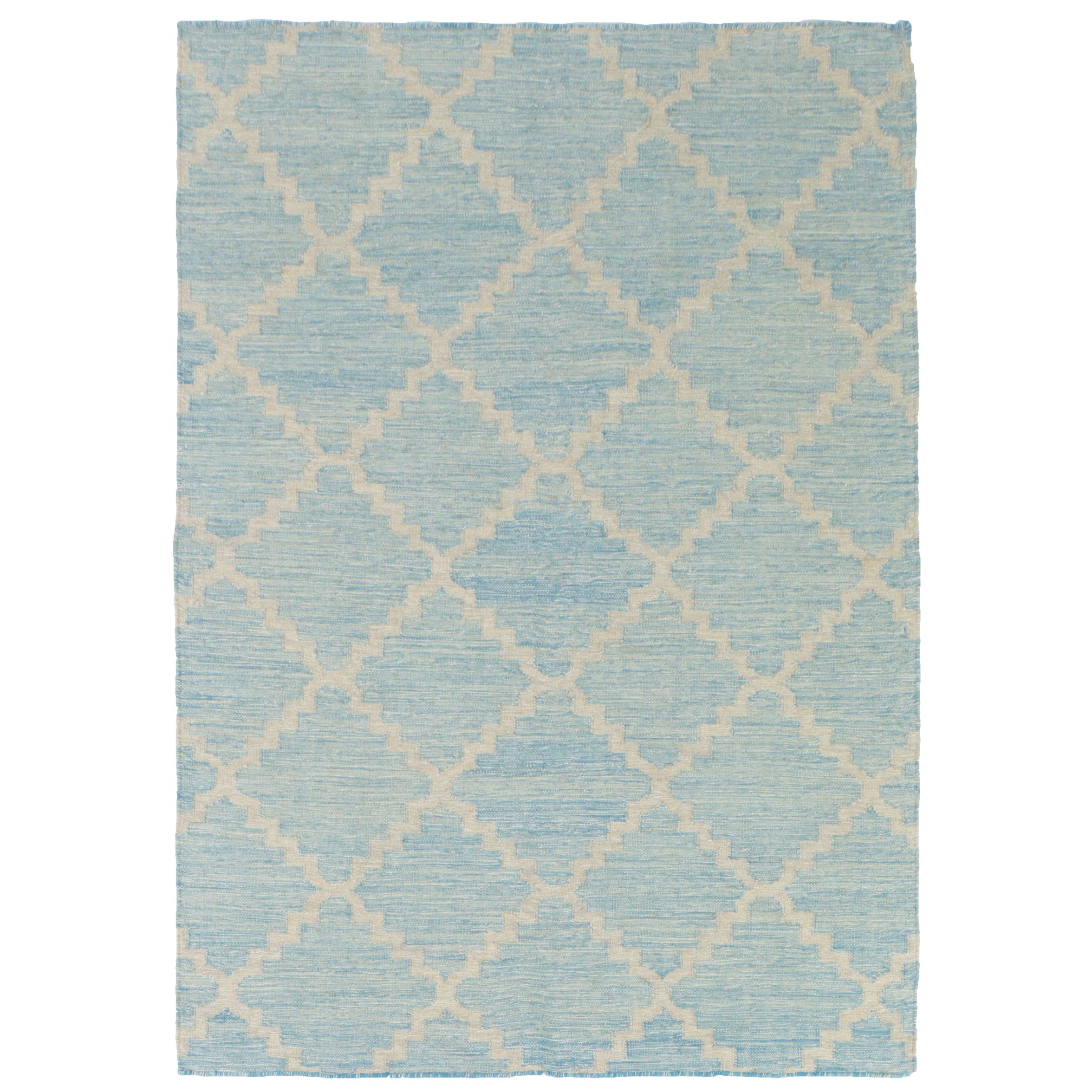 5'2 x 7'6 Handwoven Indian Dhurrie Lattice Area Rug