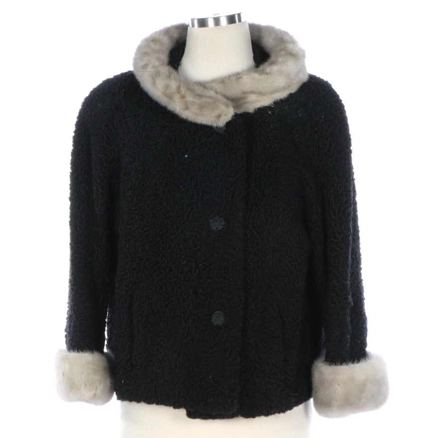 Harris Fur Shop Persian Lamb Fur Coat with Mink Fur Coat