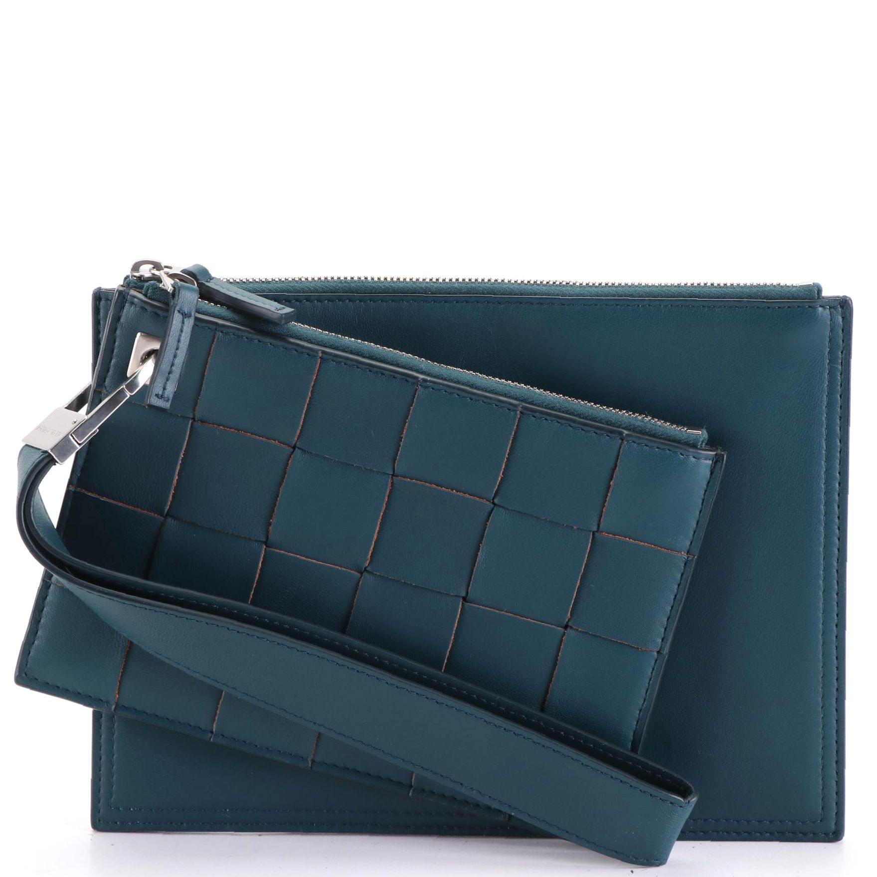 Bottega Veneta Double Cassette Maxi Intrecciato Leather Wristlet