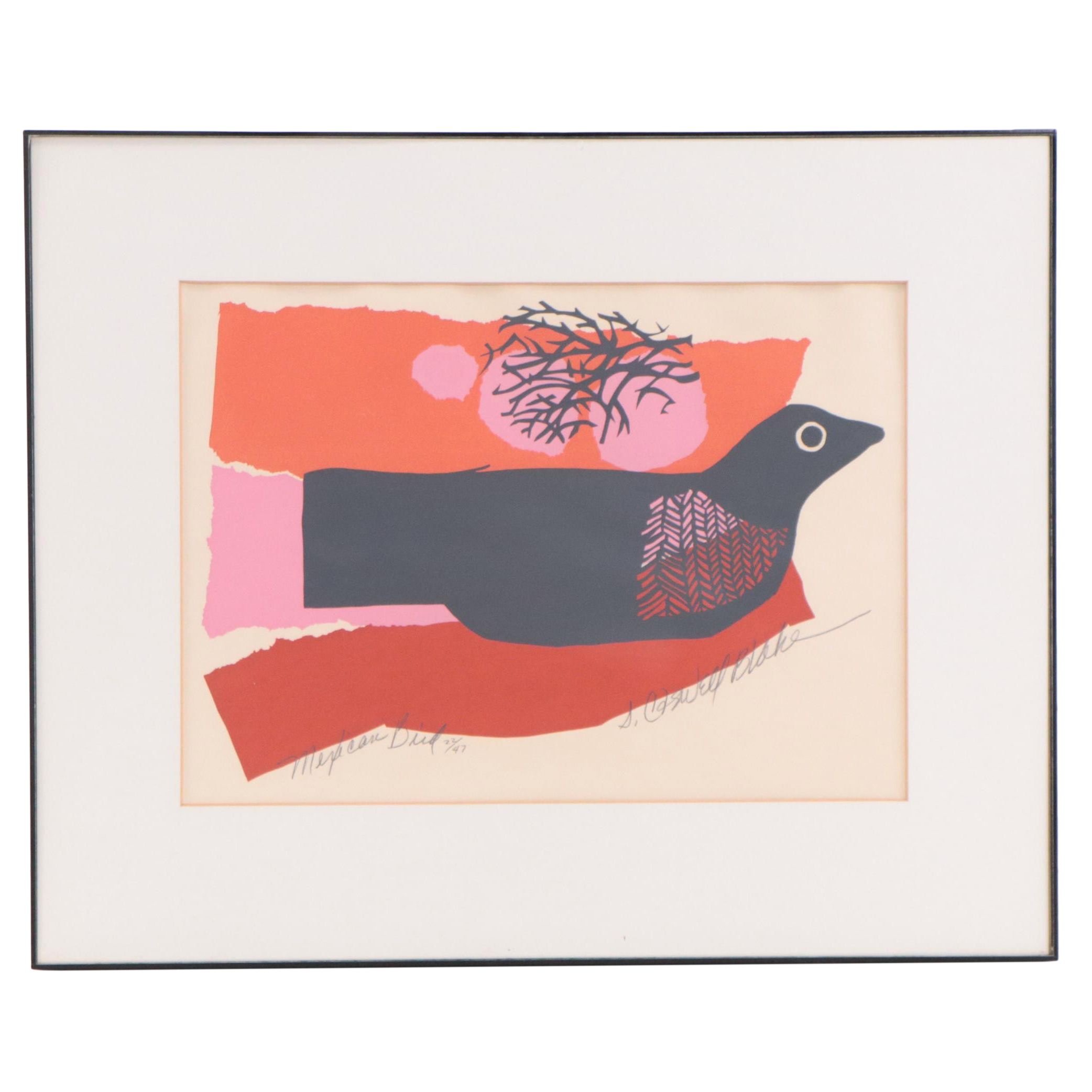 Sandra Blake Serigraph "Mexican Bird"