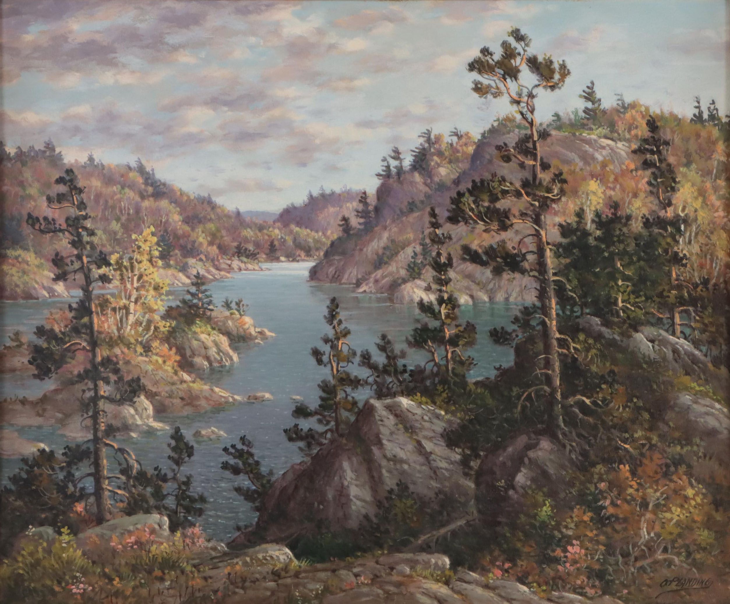 Otto Planding Winter Landscape Oil Painting of Forest, Circa 1950