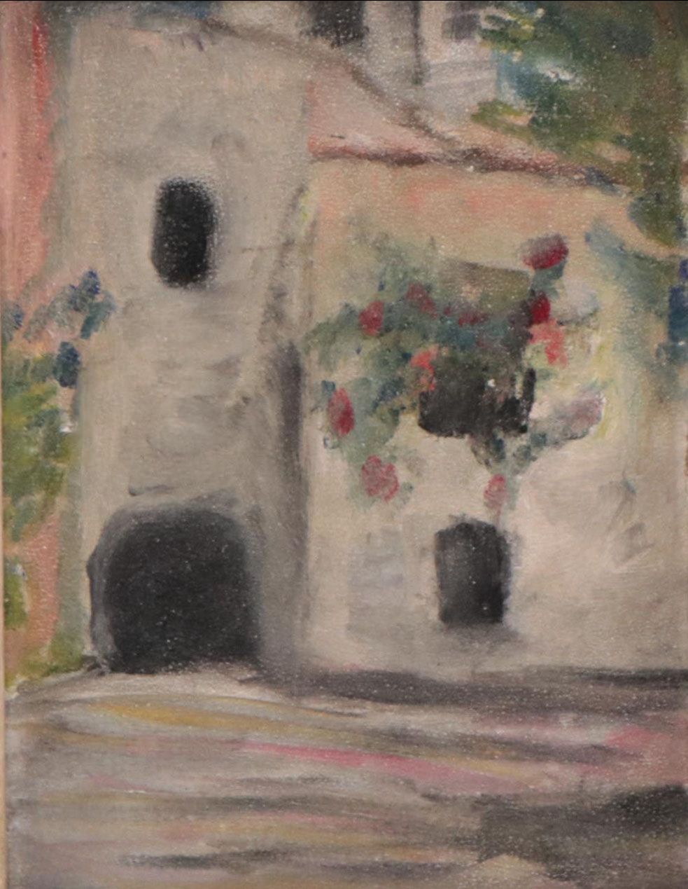 Oil Painting of Village, Late 20th Century