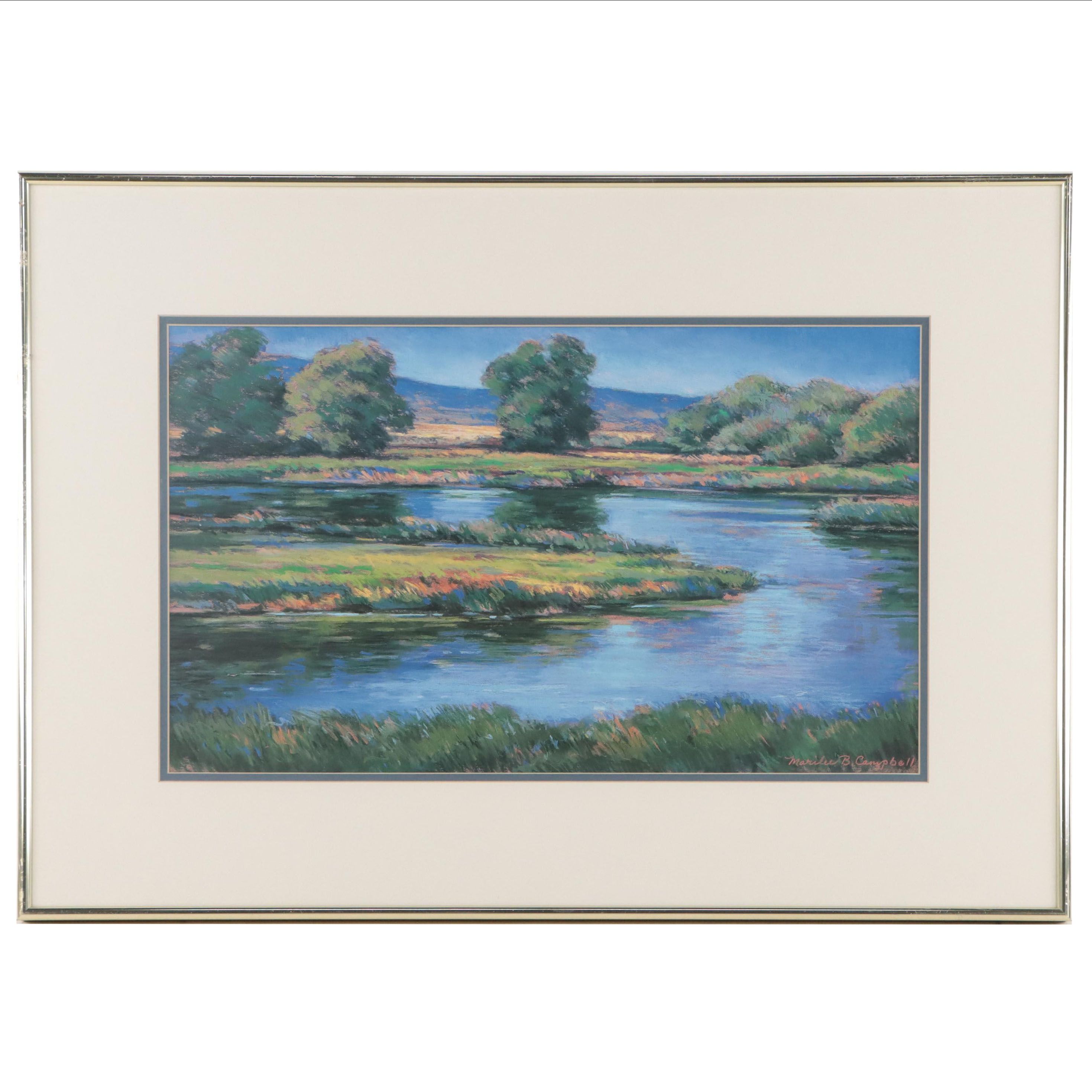 Offset Lithograph of Marsh Landscape After Marilee B. Campbell