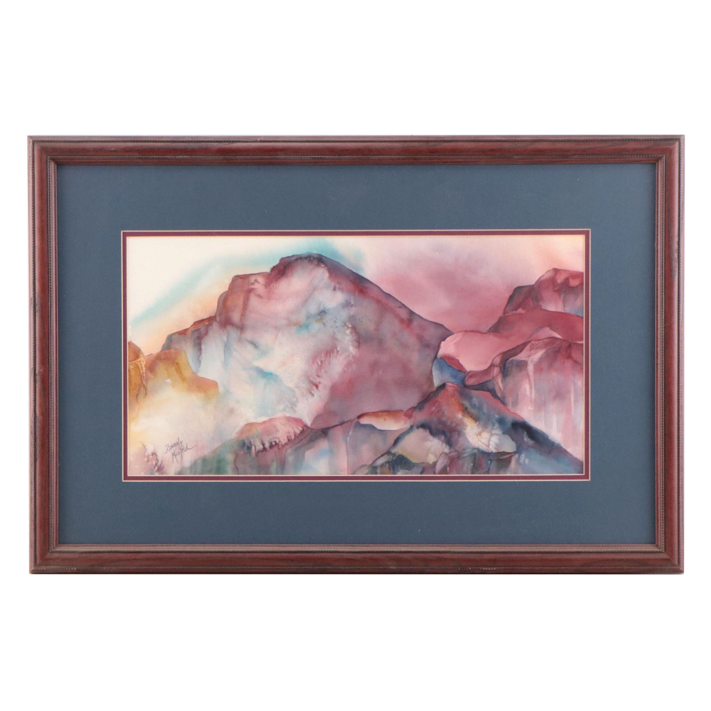 Beverly Morfeld Watercolor Painting of Abstract Mountainous Landscape