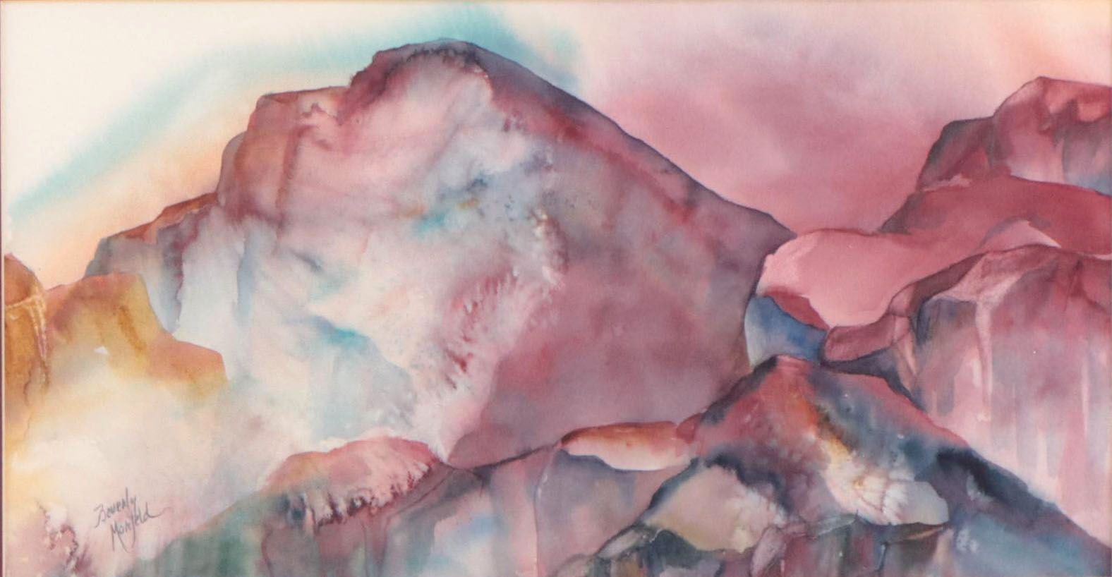Beverly Morfeld Watercolor Painting of Abstract Mountainous Landscape