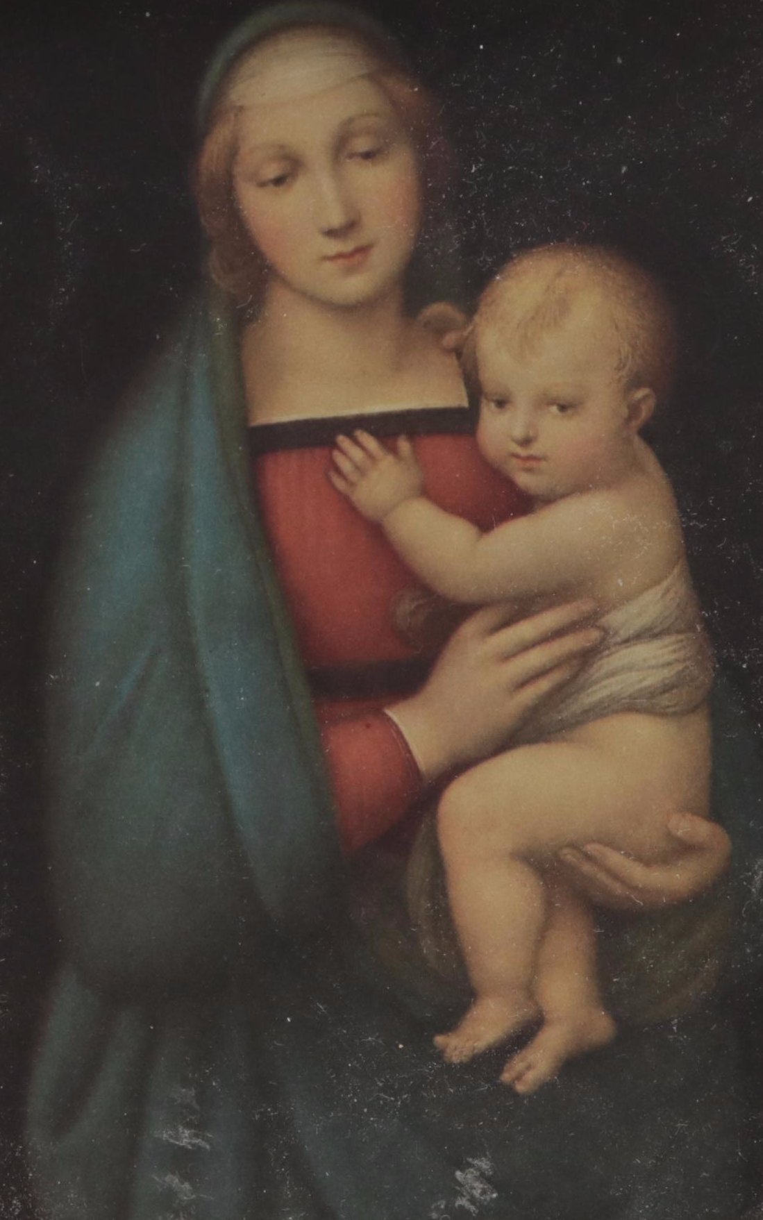 Florentine Miniature Print of Madonna by Raphael and Neoclassical Print