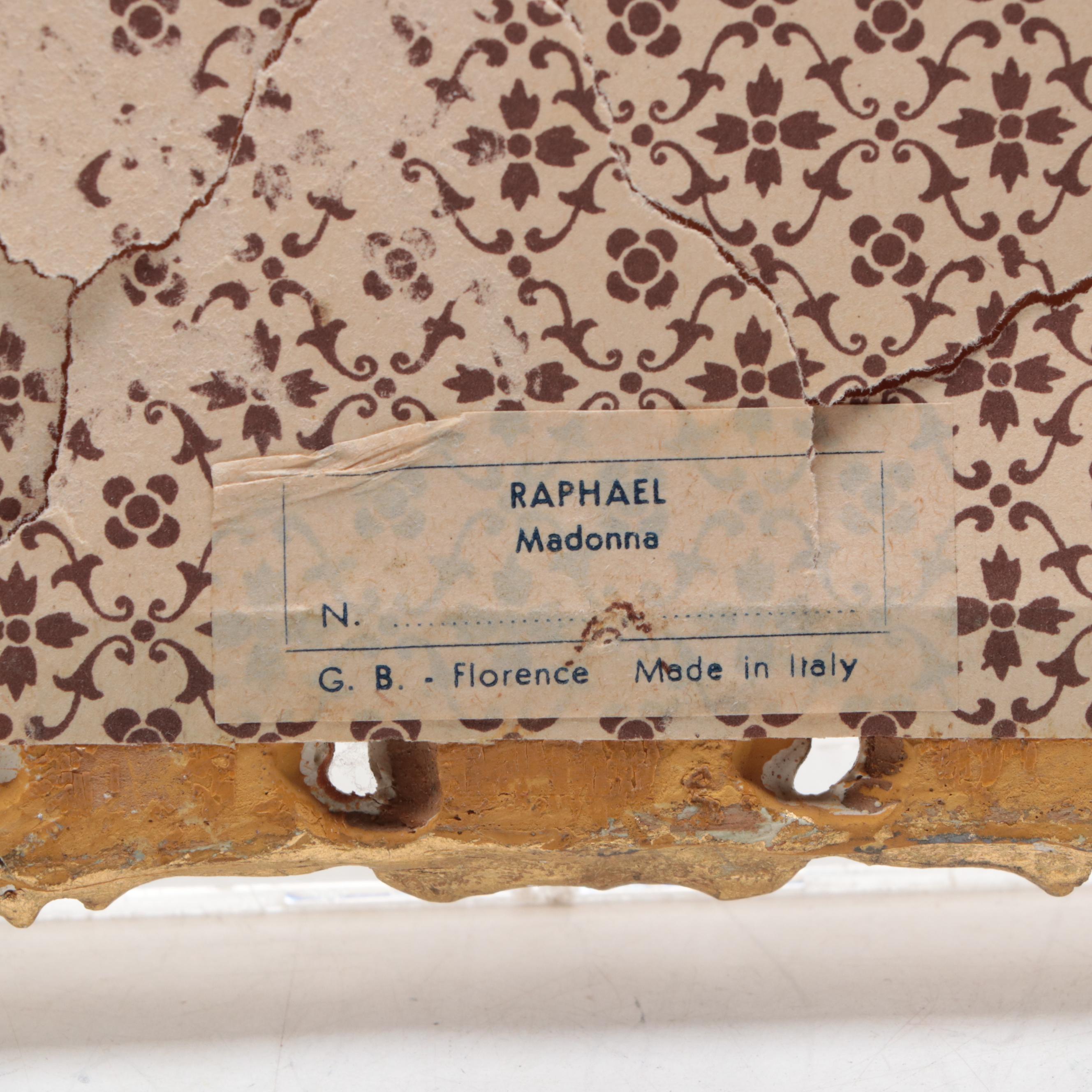 Florentine Miniature Print of Madonna by Raphael and Neoclassical Print