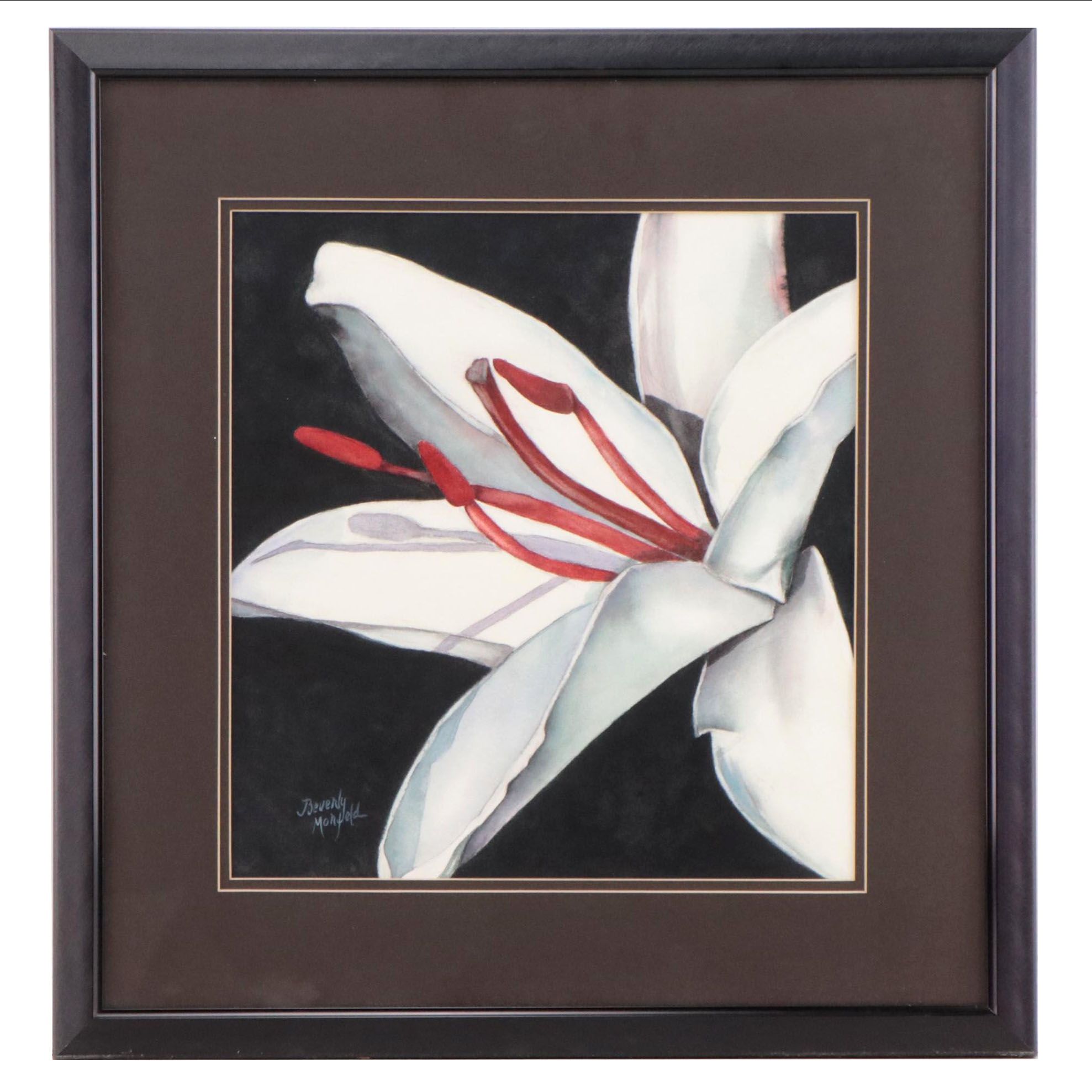 Beverly Morfeld Watercolor Painting of Lily, Late 20th Century