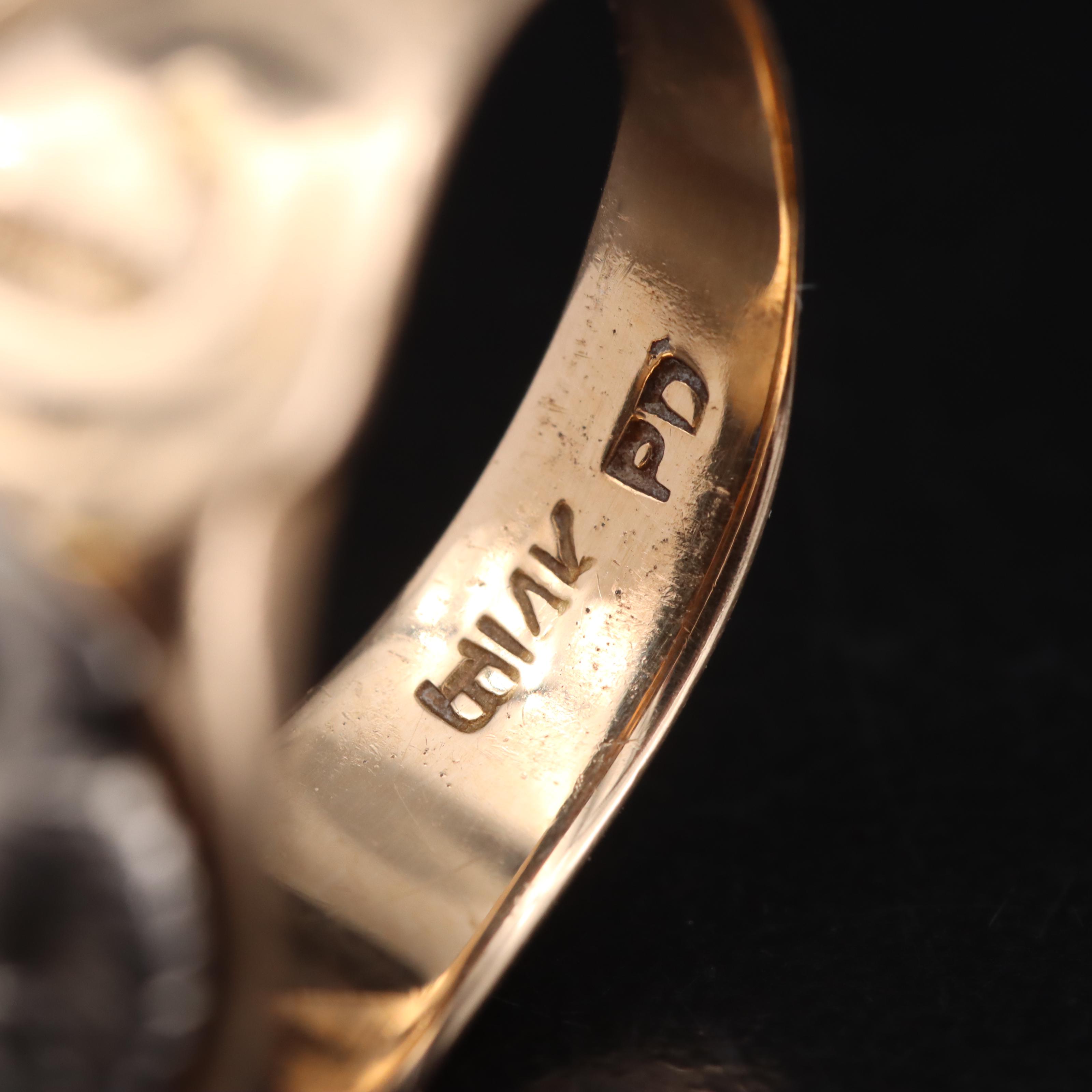 14K Spinel and Enamel Eagle Ring with Palladium Accents