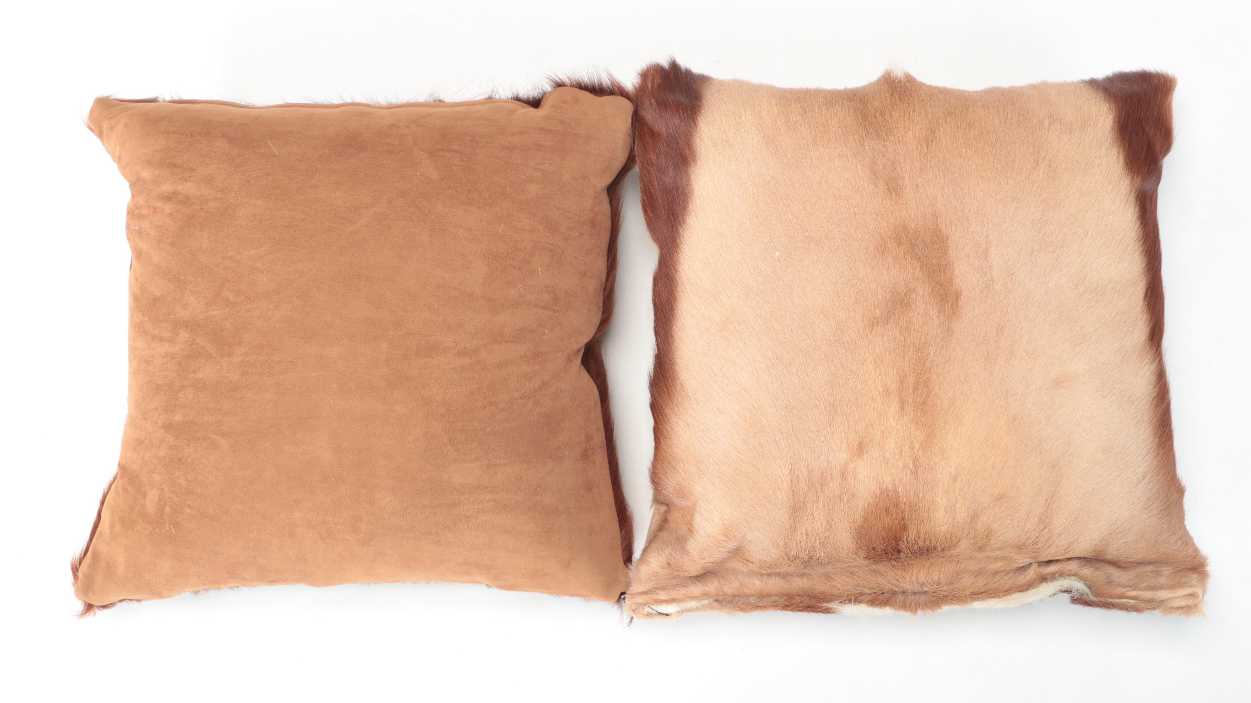 Goat and Springbok Pelt Accent Pillows and Grant's Gazelle Throw Rug