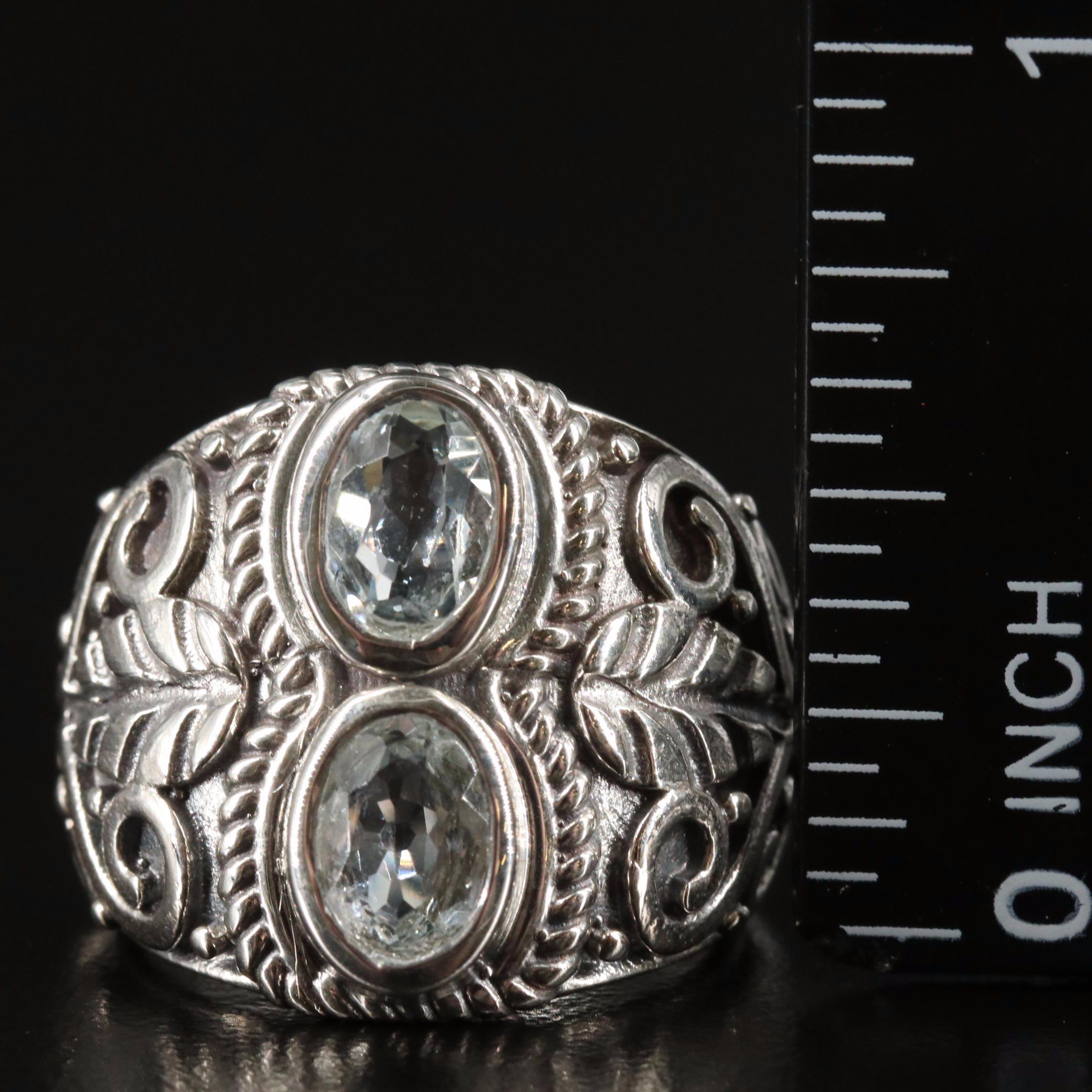 Sterling Aquamarine Tapered Band