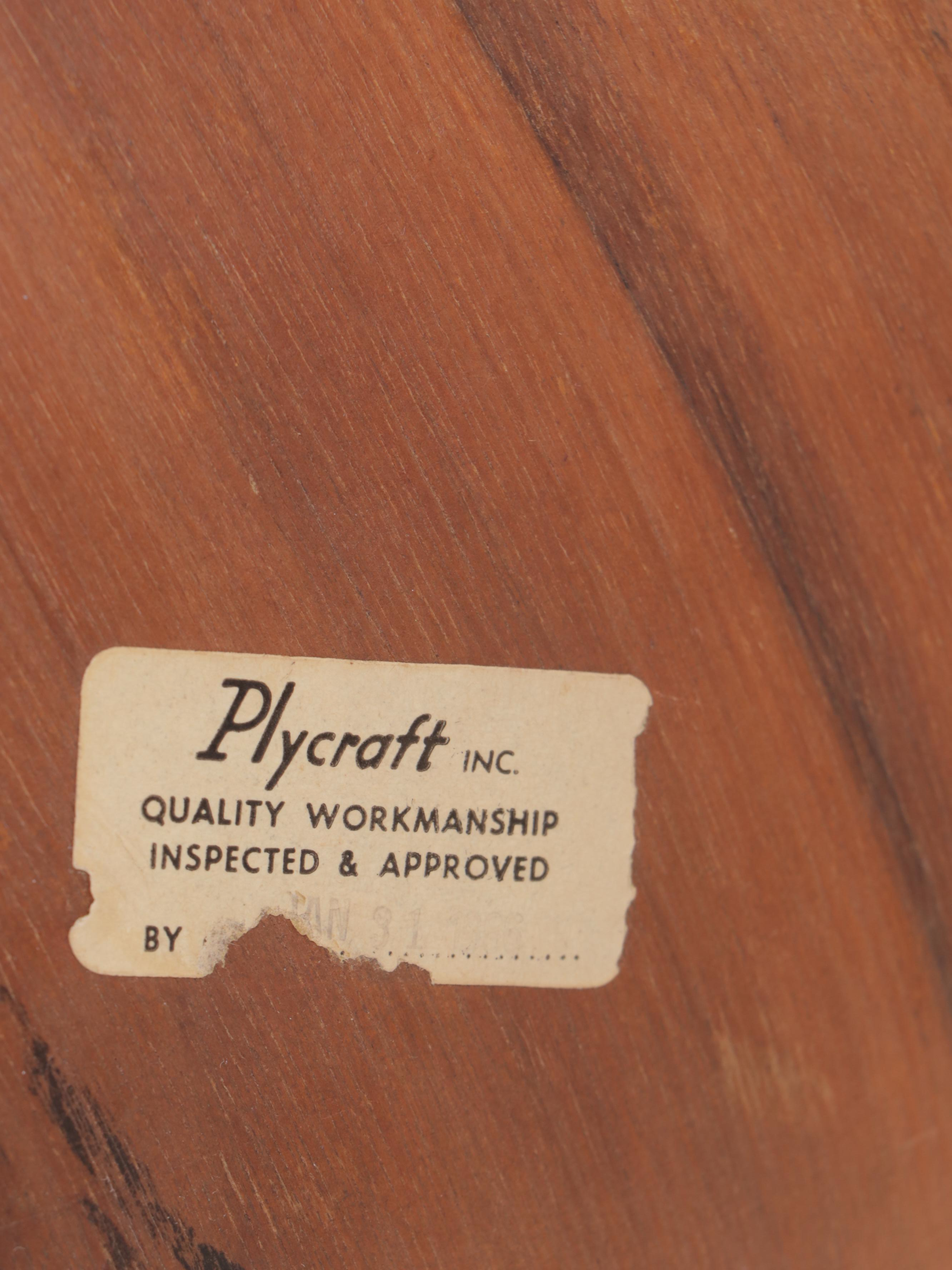 Plycraft Laminated Walnut, Steel, and Faux-Leather Lounge Chair with Ottoman