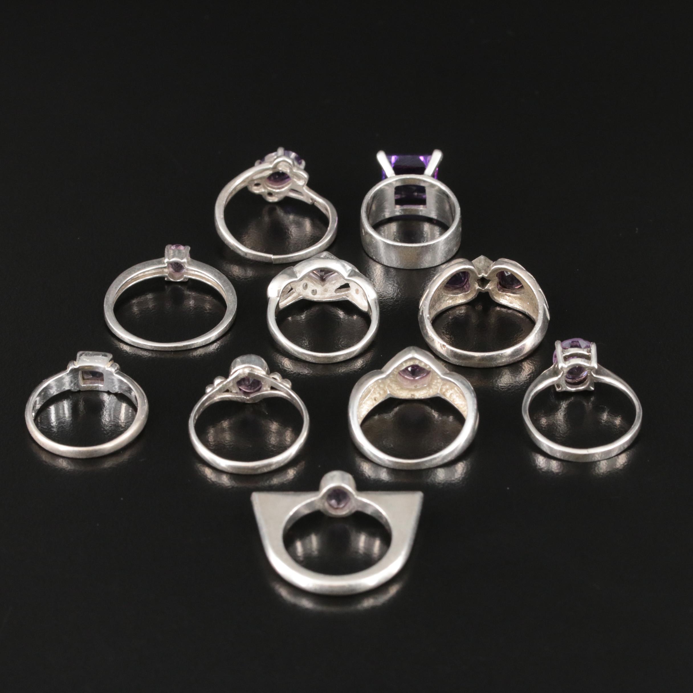 Sterling Amethyst and Cubic Zirconia Ring Collection
