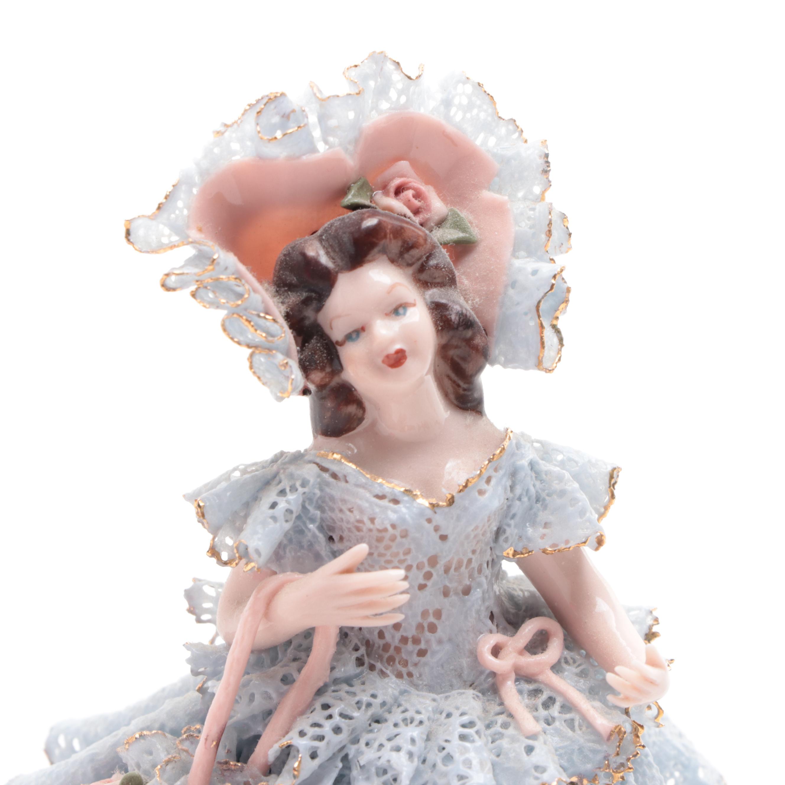 Dresden Lace Style Heirlooms of Tomorrow Porcelain Shoes and Figurine