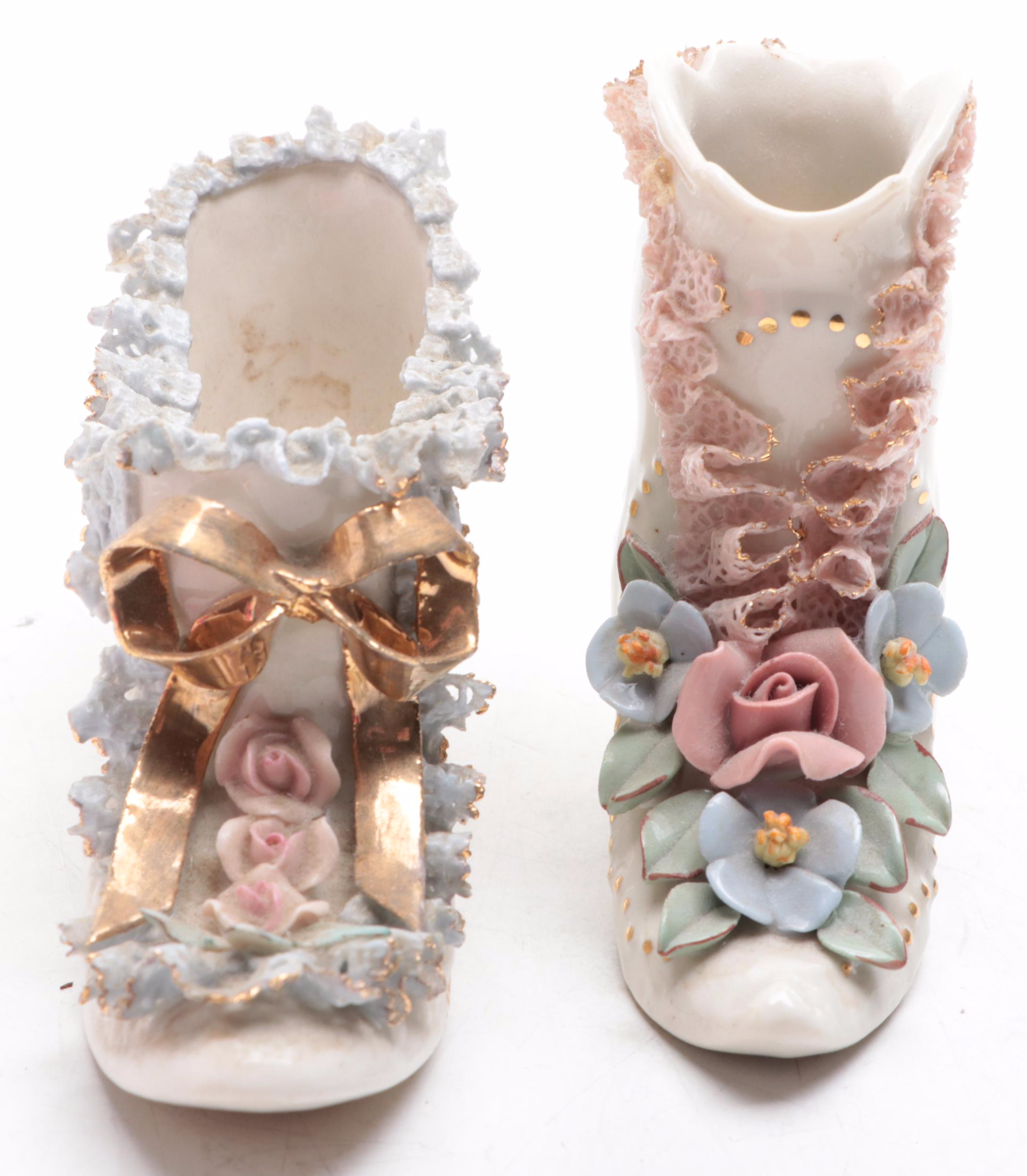 Dresden Lace Style Heirlooms of Tomorrow Porcelain Shoes and Figurine