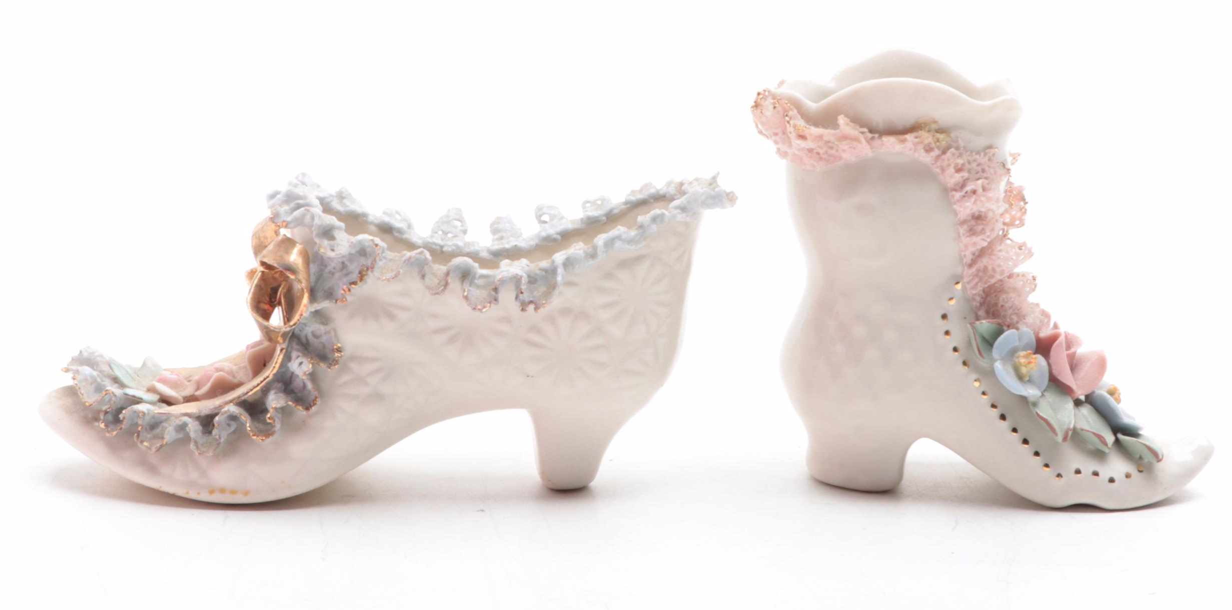 Dresden Lace Style Heirlooms of Tomorrow Porcelain Shoes and Figurine