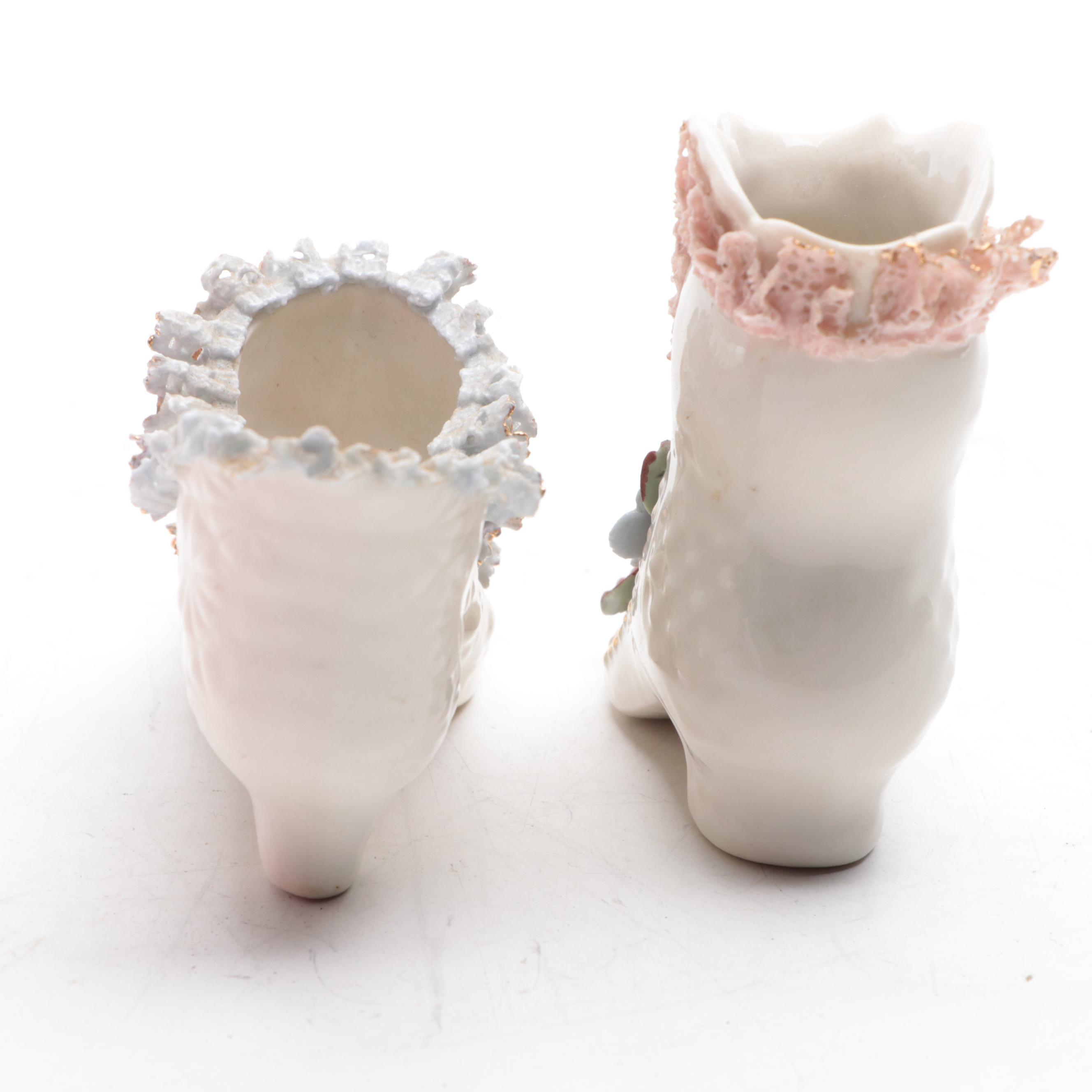 Dresden Lace Style Heirlooms of Tomorrow Porcelain Shoes and Figurine