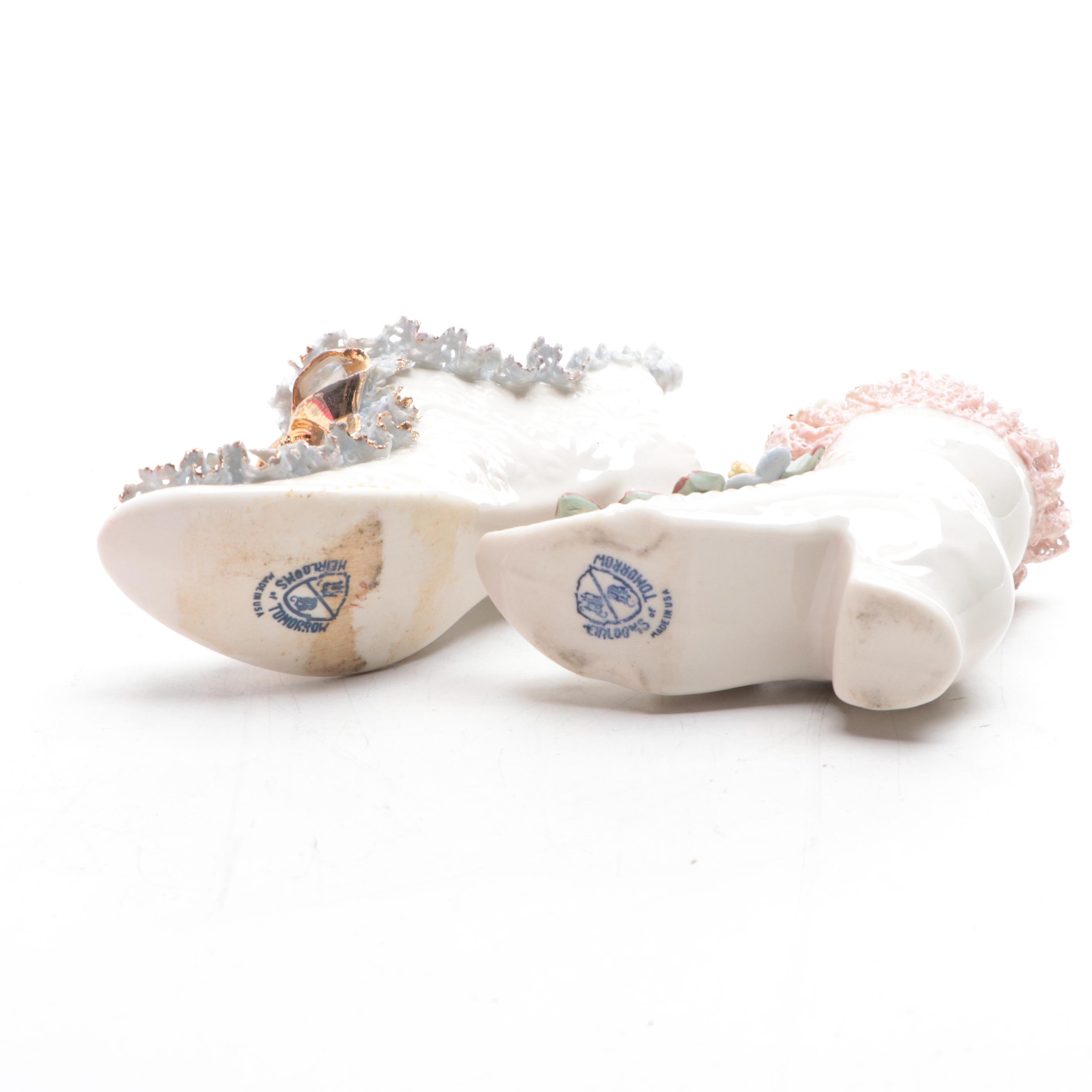 Dresden Lace Style Heirlooms of Tomorrow Porcelain Shoes and Figurine