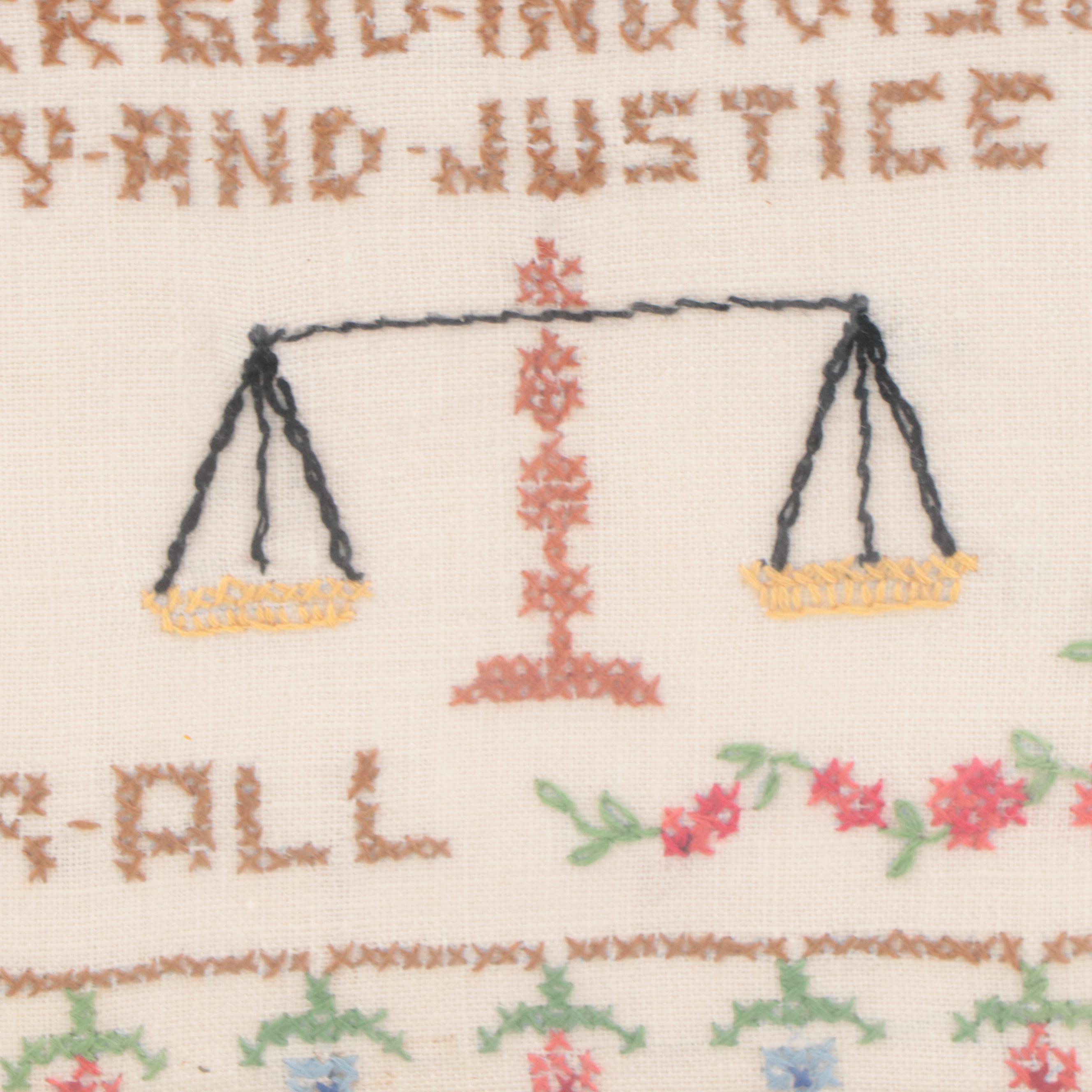 Cross Stitch Embroidery Sampler of United States of America Pledge