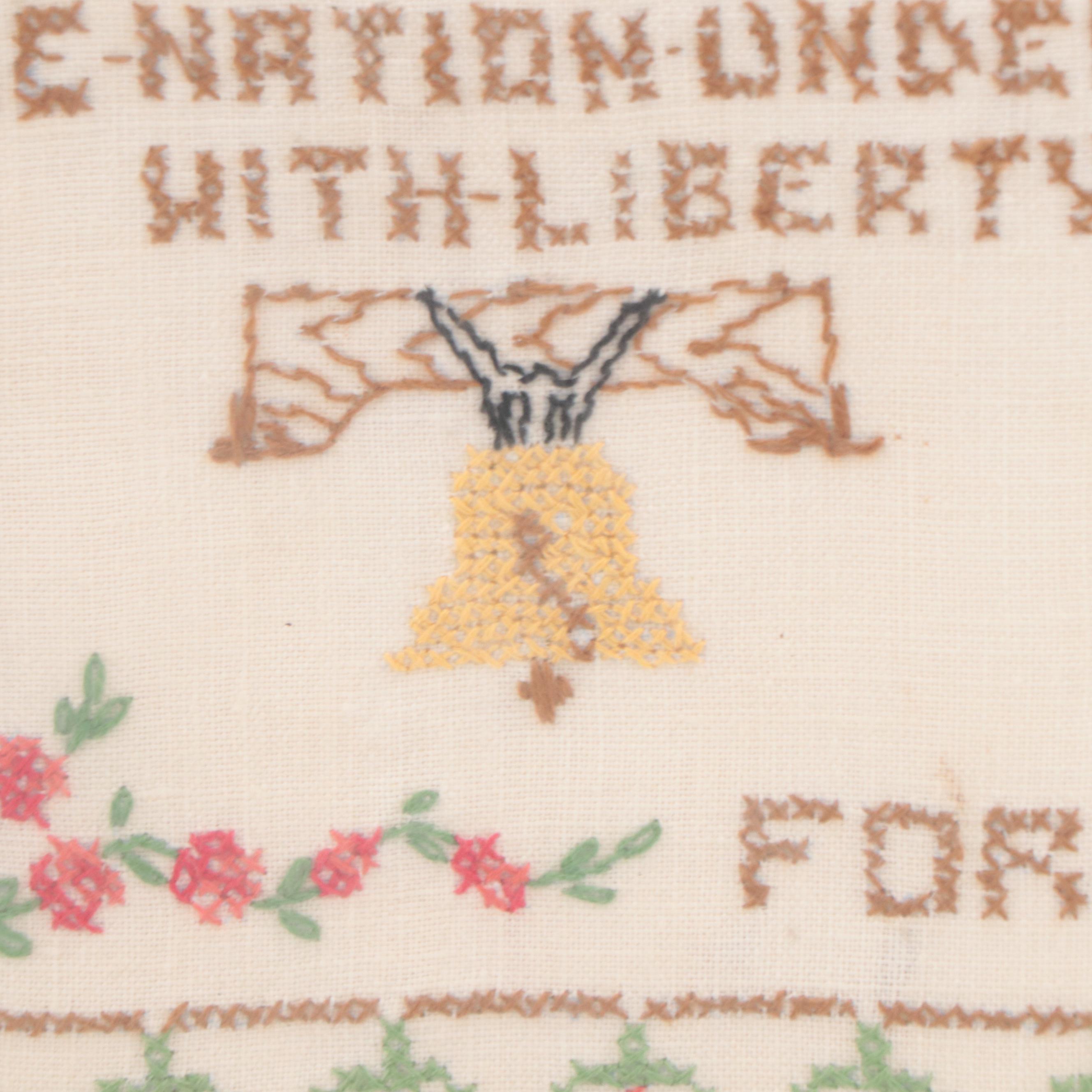 Cross Stitch Embroidery Sampler of United States of America Pledge
