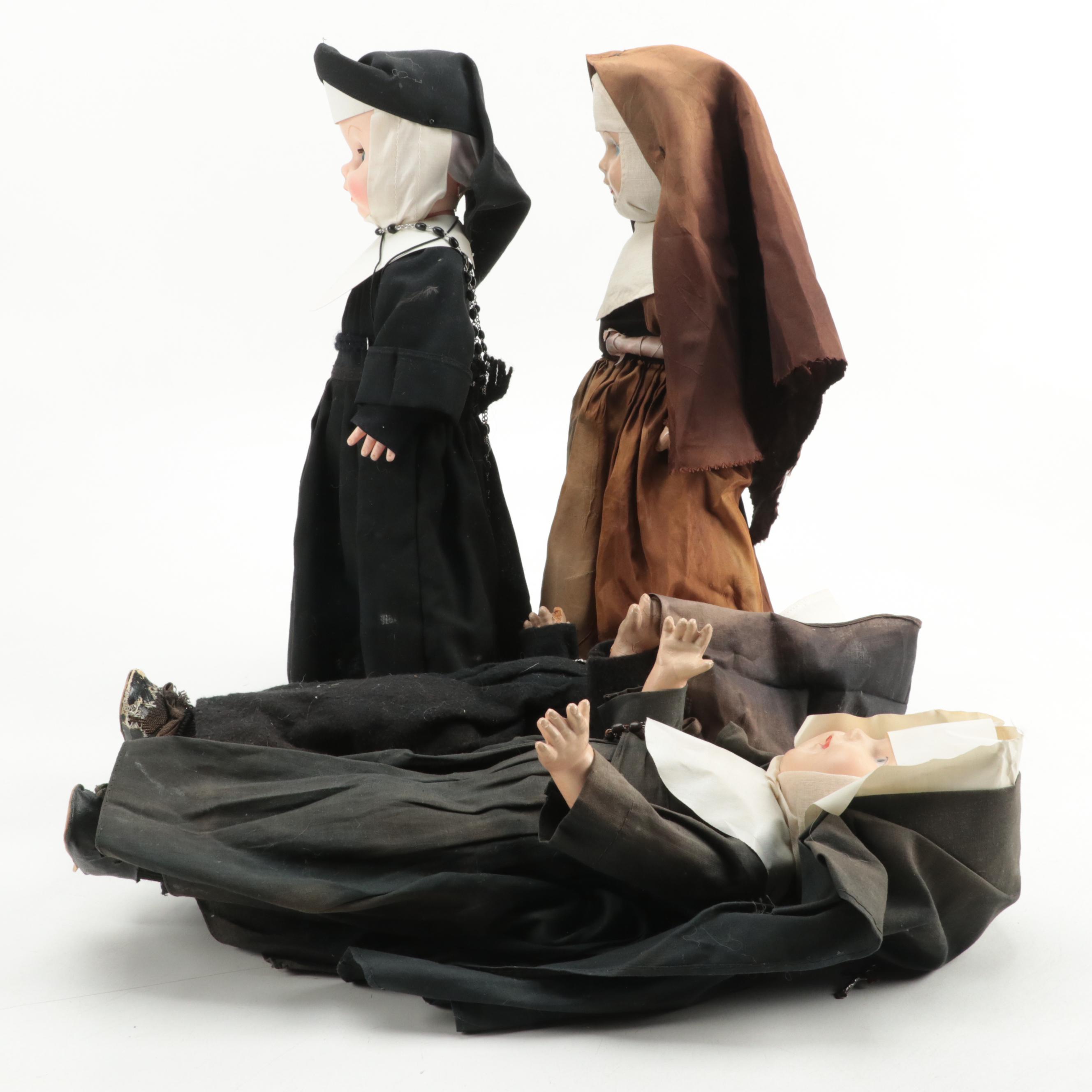 Composition and Plastic Jointed Nun Dolls, Early to Mid-20th Century