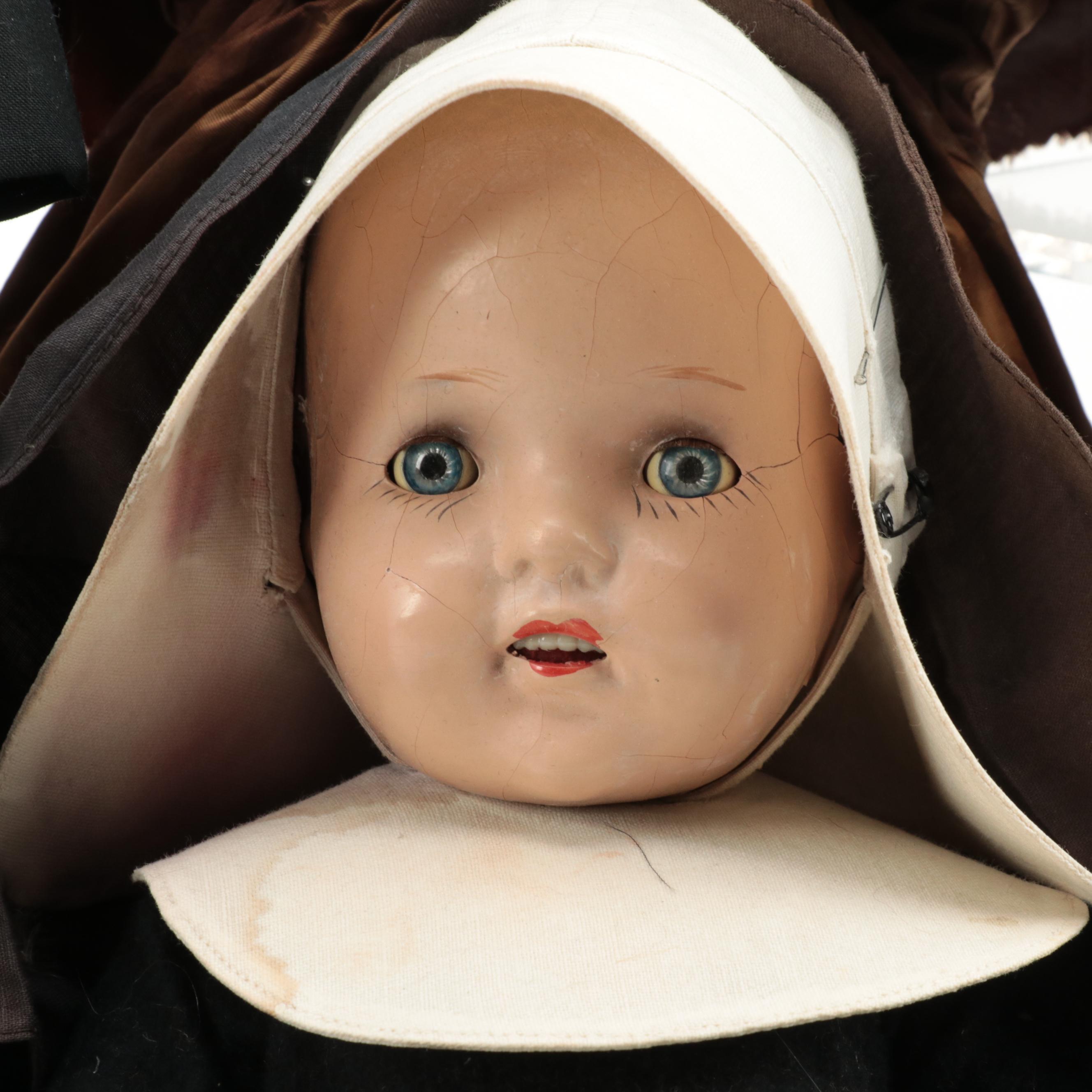 Composition and Plastic Jointed Nun Dolls, Early to Mid-20th Century