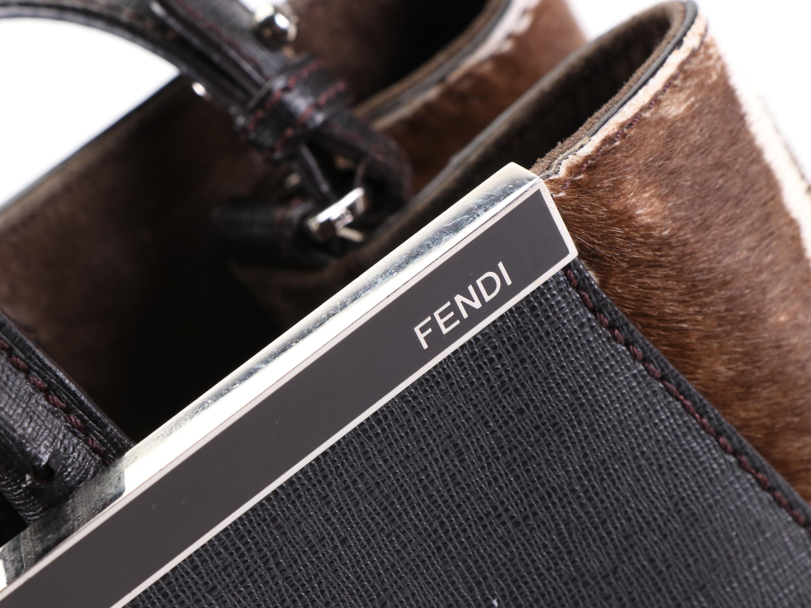 Fendi Medium 2 Jours Two-Way Bag in Textured Leather and Dyed Calf Hair