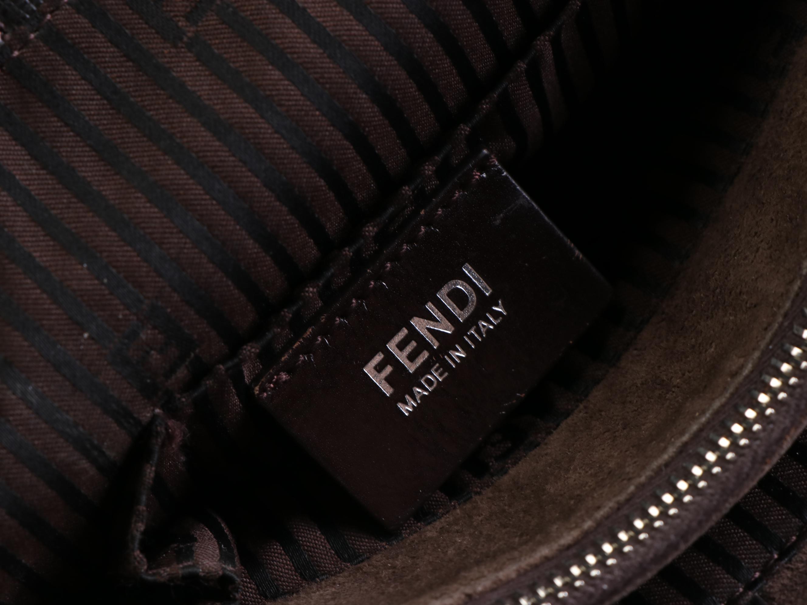 Fendi Medium 2 Jours Two-Way Bag in Textured Leather and Dyed Calf Hair