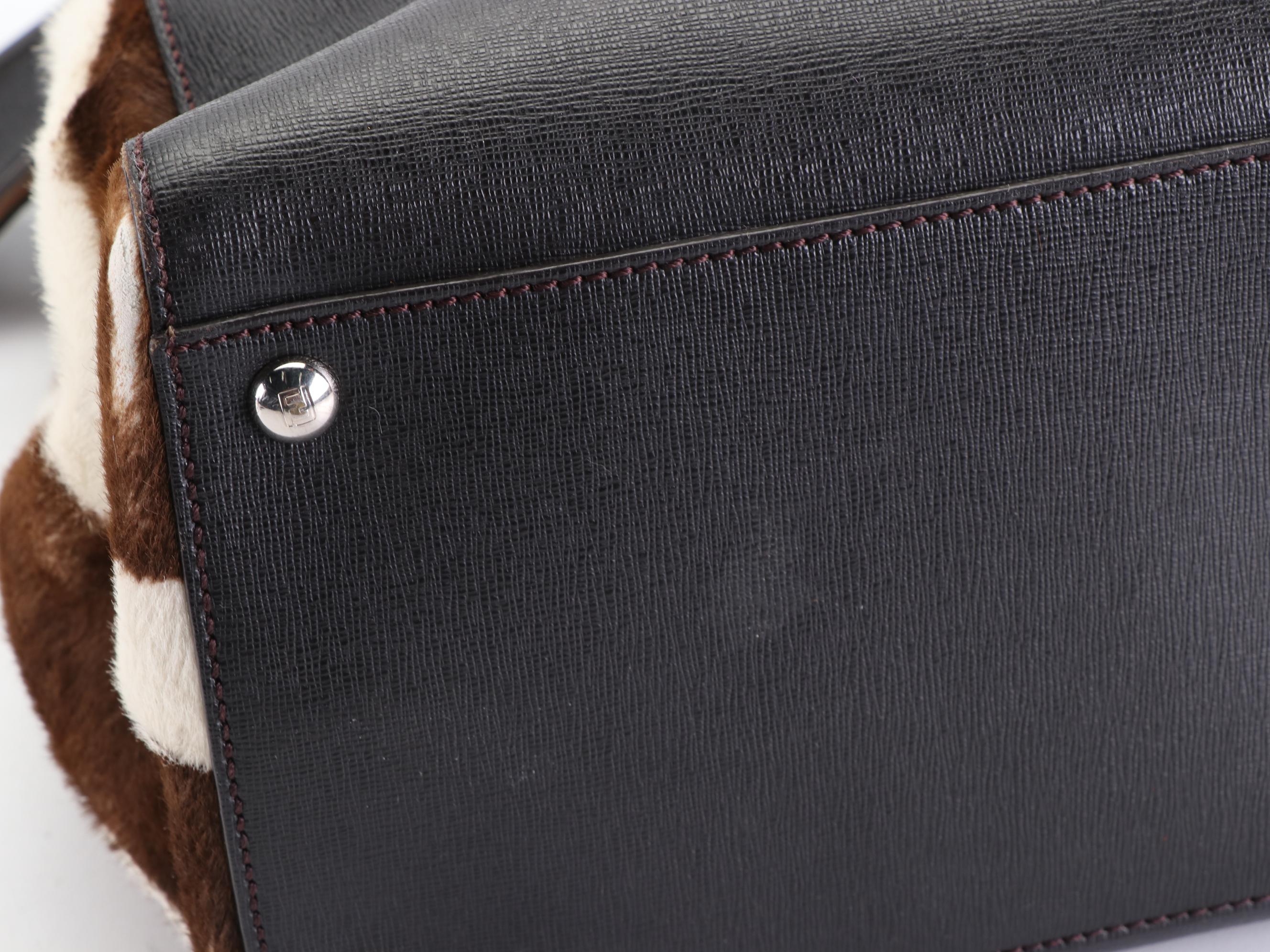 Fendi Medium 2 Jours Two-Way Bag in Textured Leather and Dyed Calf Hair