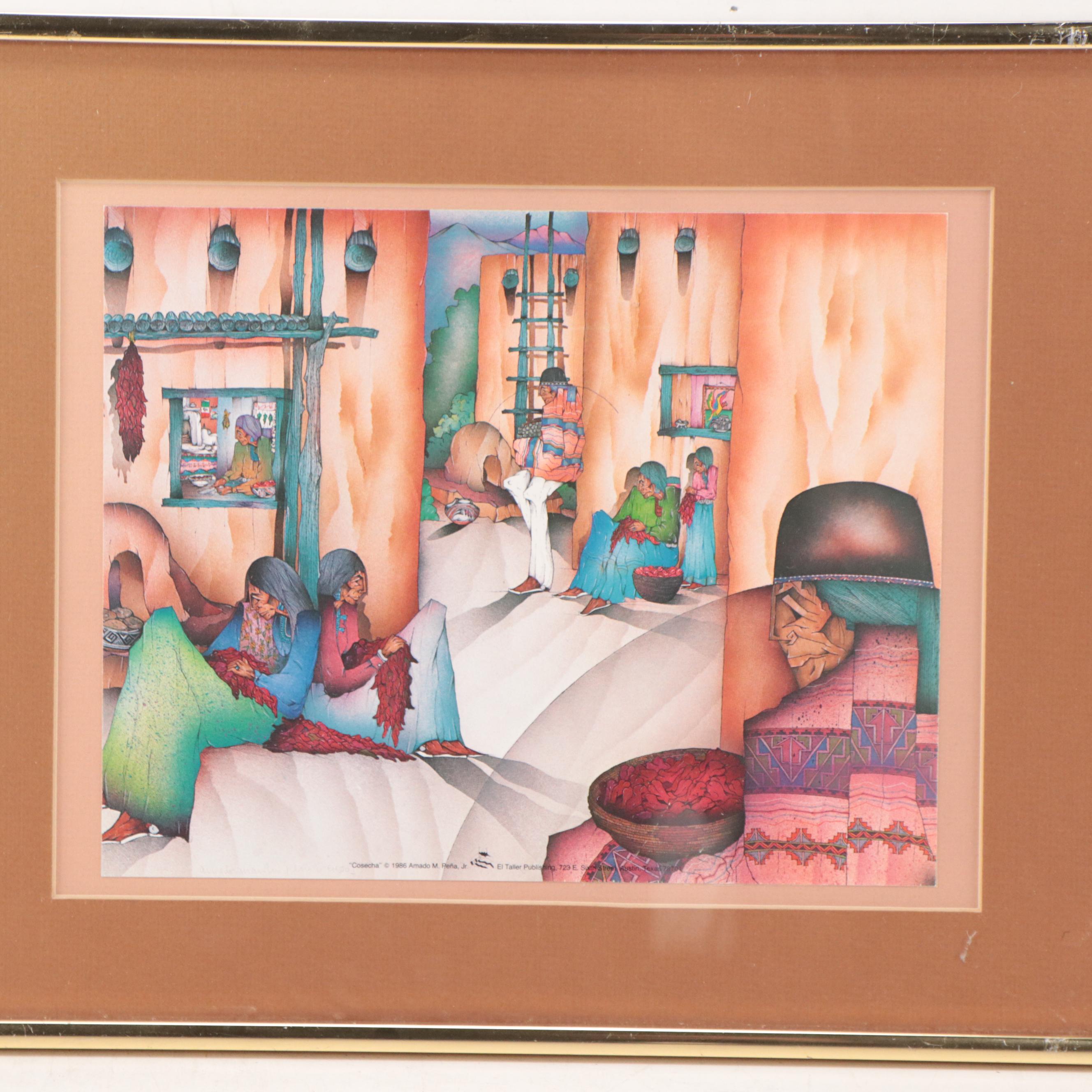 Offset Lithographs After Amado Maurilio Peña, Jr. of Native American Scene