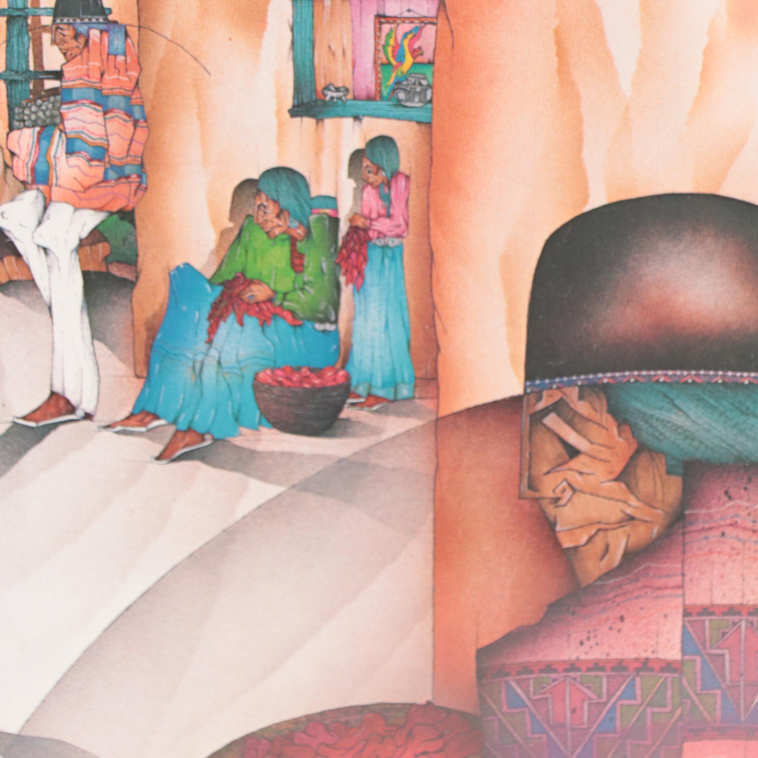 Offset Lithographs After Amado Maurilio Peña, Jr. of Native American Scene