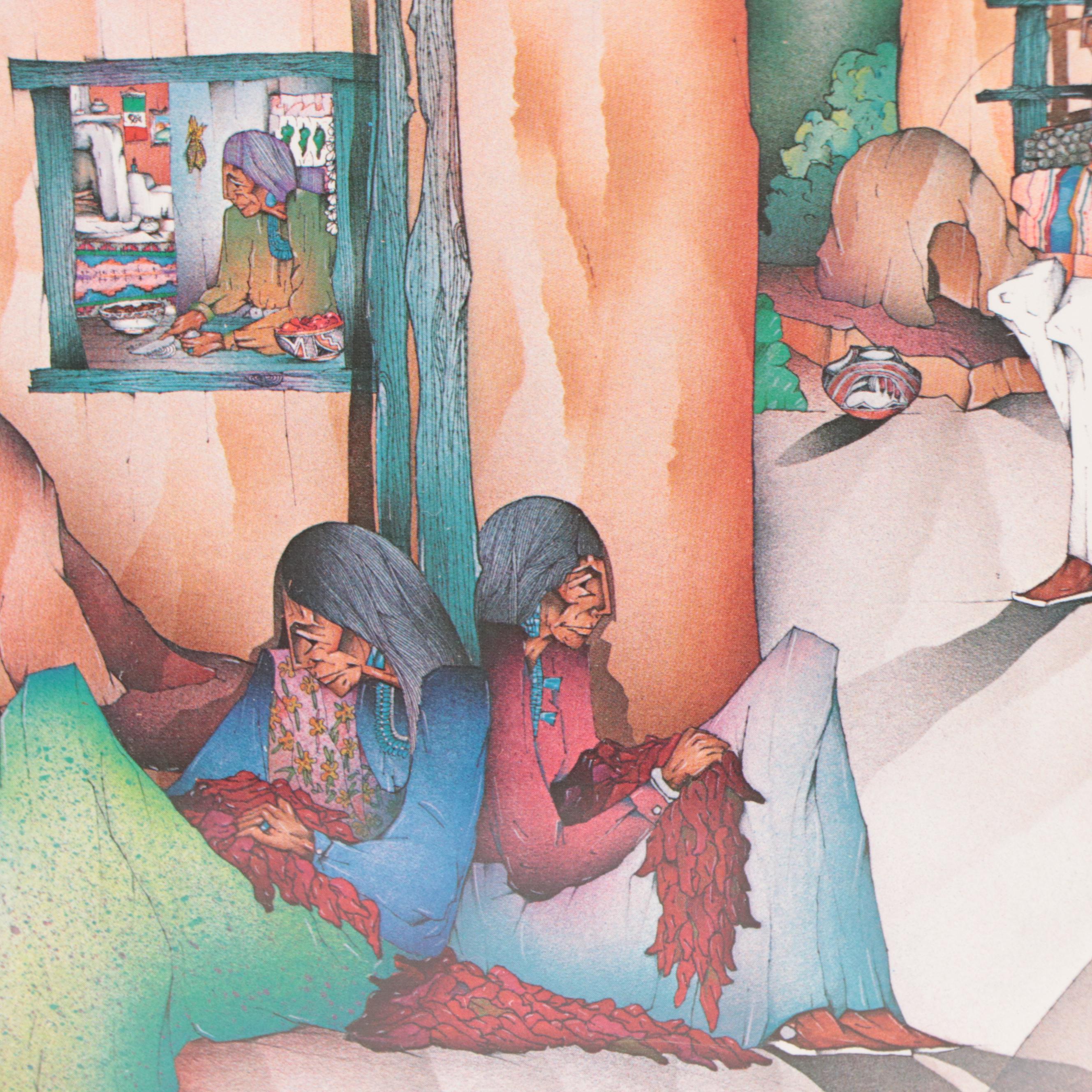 Offset Lithographs After Amado Maurilio Peña, Jr. of Native American Scene