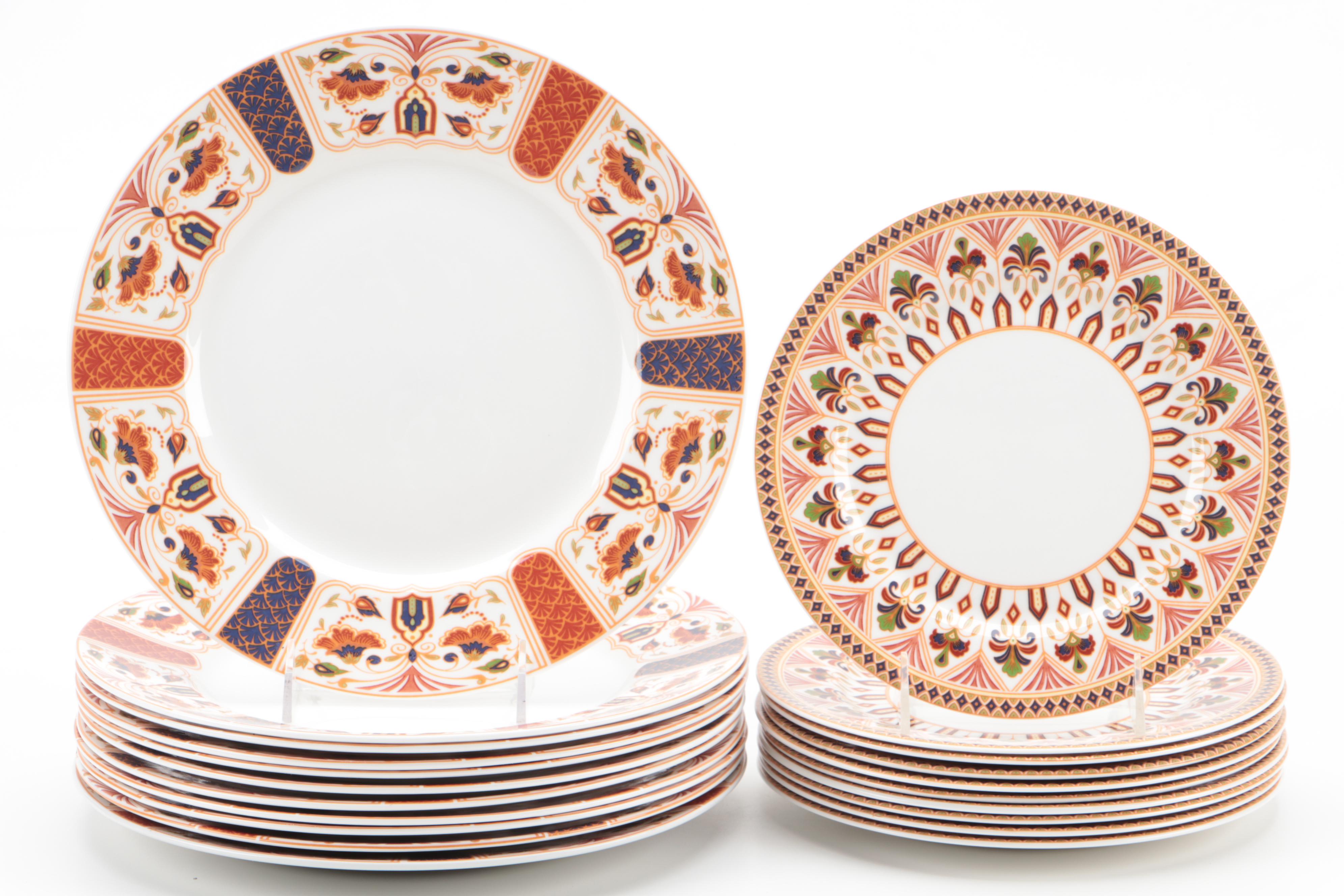 Queen's "Imari" Porcelain Dinner Plates and Salad Plates