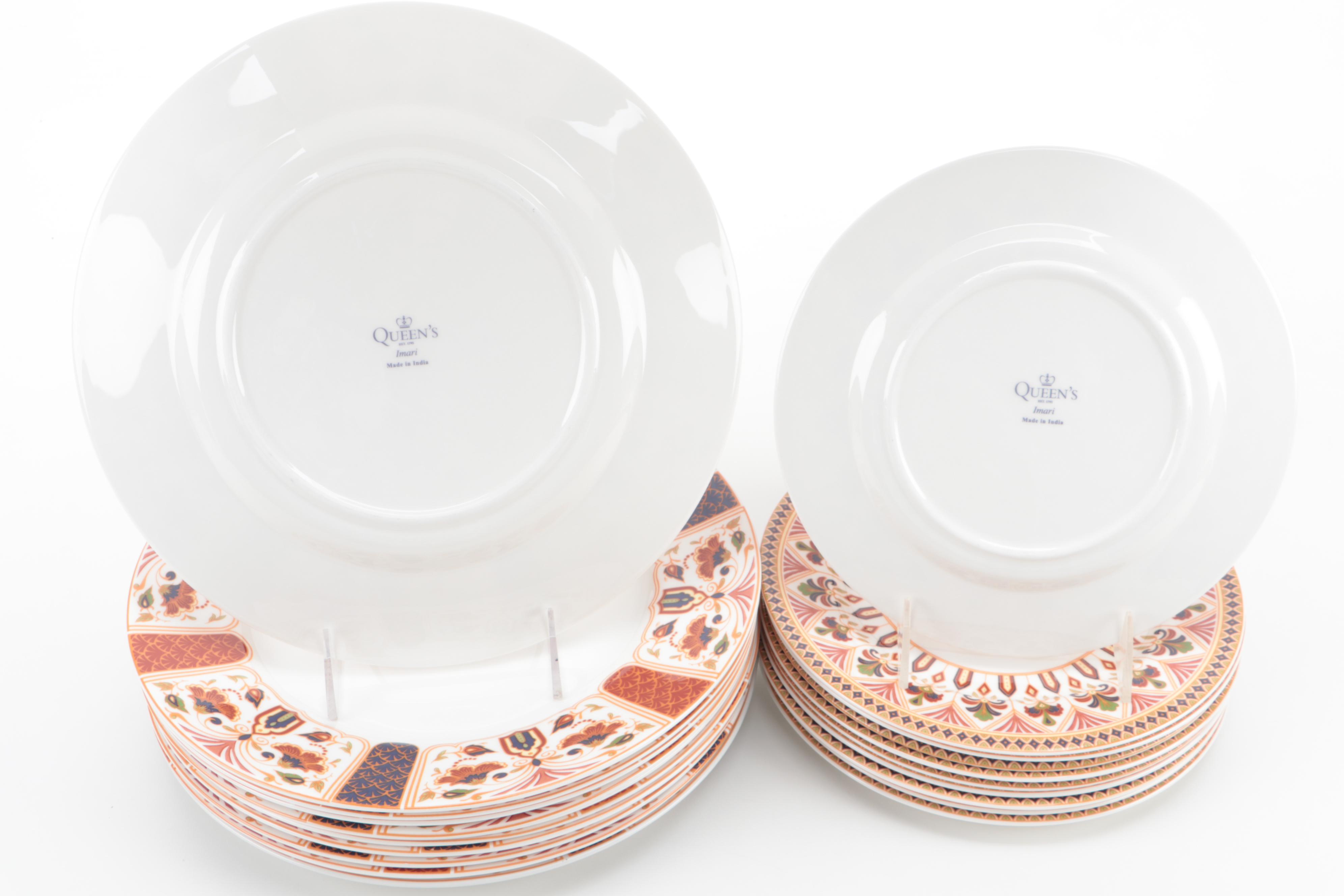 Queen's "Imari" Porcelain Dinner Plates and Salad Plates