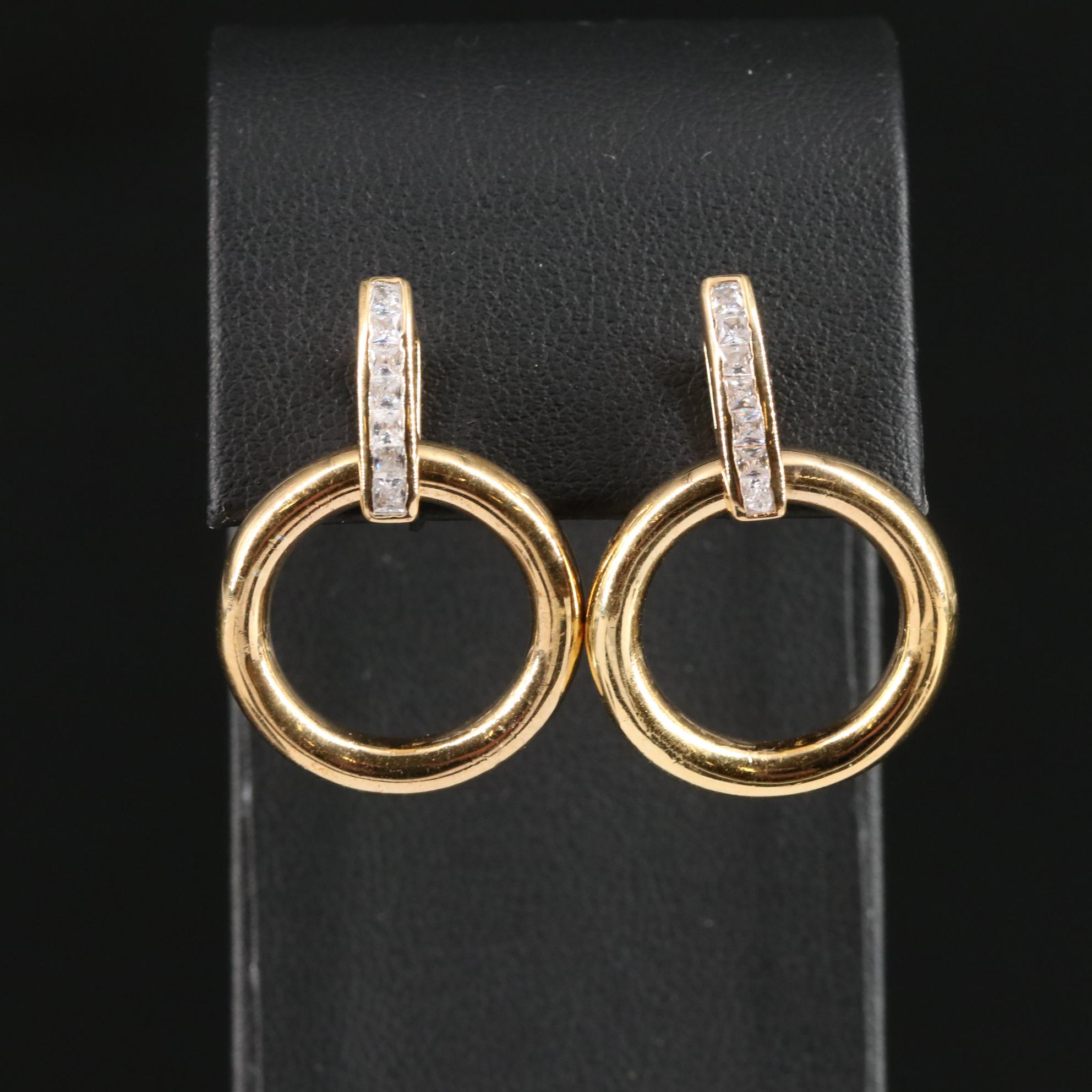 Sterling Cubic Zirconia Door Knocker Earrings